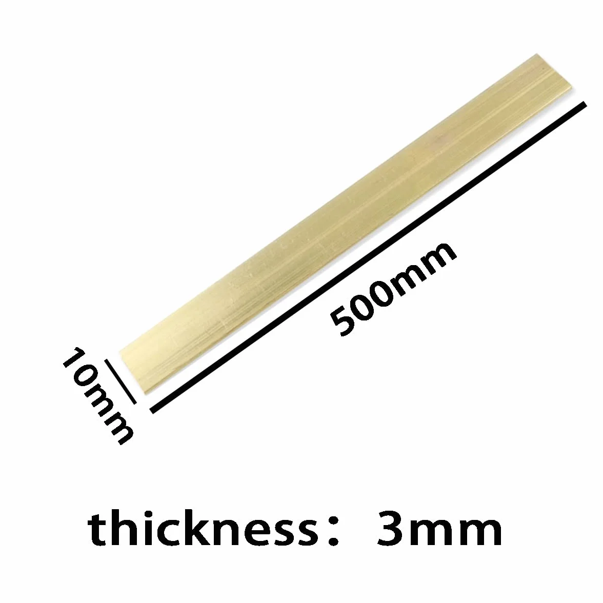 H59 Barra Piatta in Ottone Barra Rettangolare per Industriale,Lunghezza 500mm Spessore 3mm,3mmx10mmx500mm