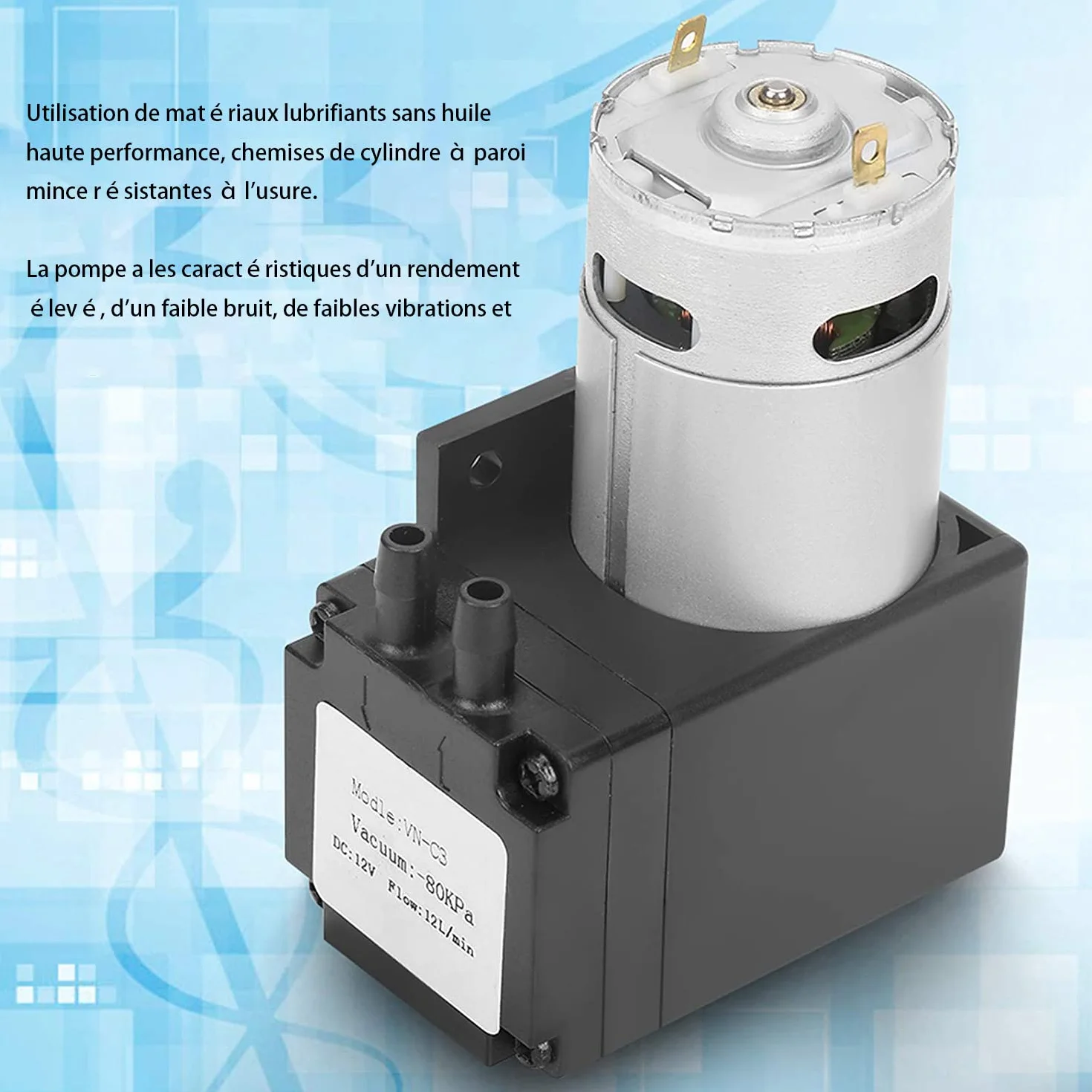Mini pompa per vuoto DC 12V pompa di aspirazione Mini compressore d'aria 80KPa portata di vuoto 12L/min per gas