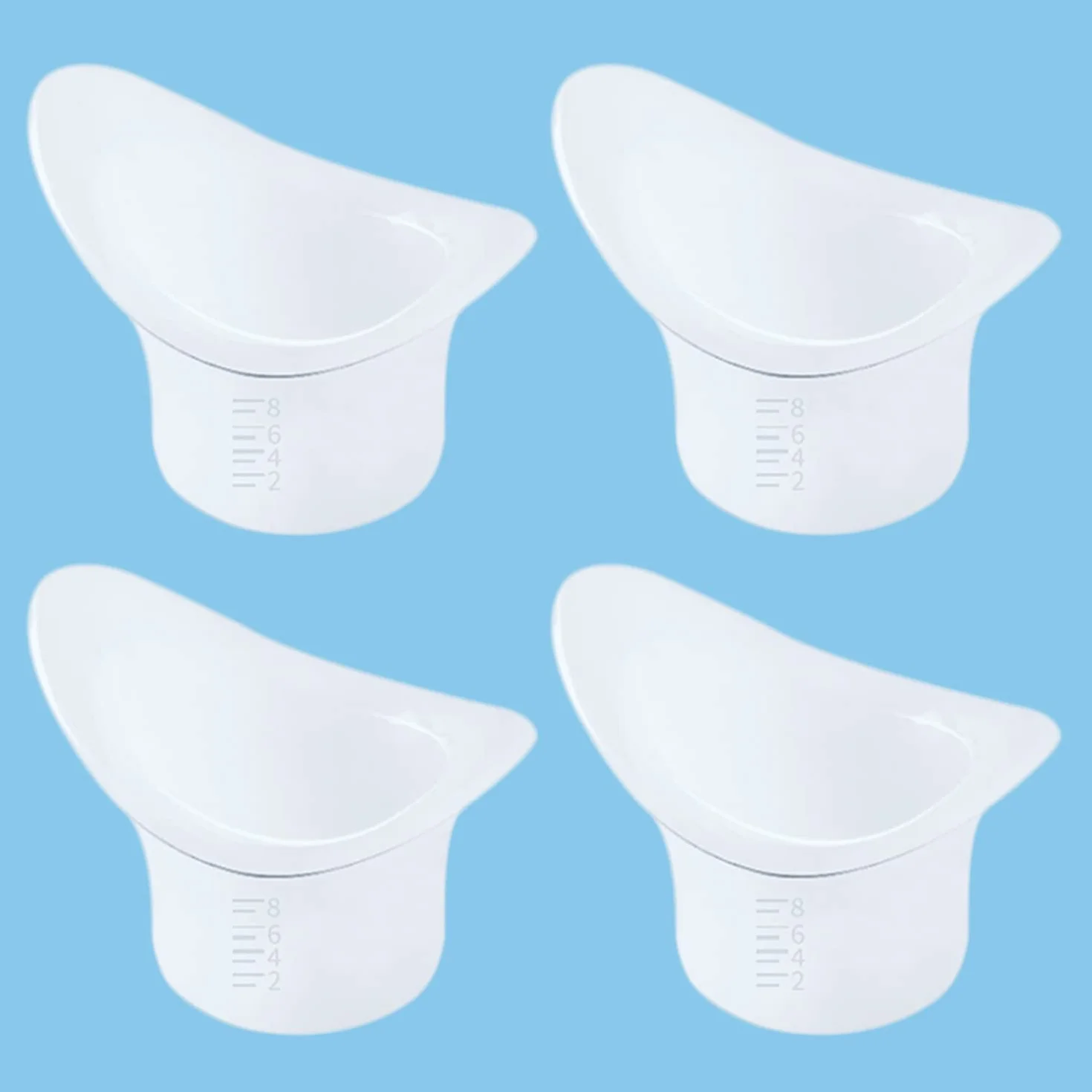 Tazza Per Lavaggio Oculare Portatile in Silicone Morbida Riutilizzabile 8 ML 4 Pezzi