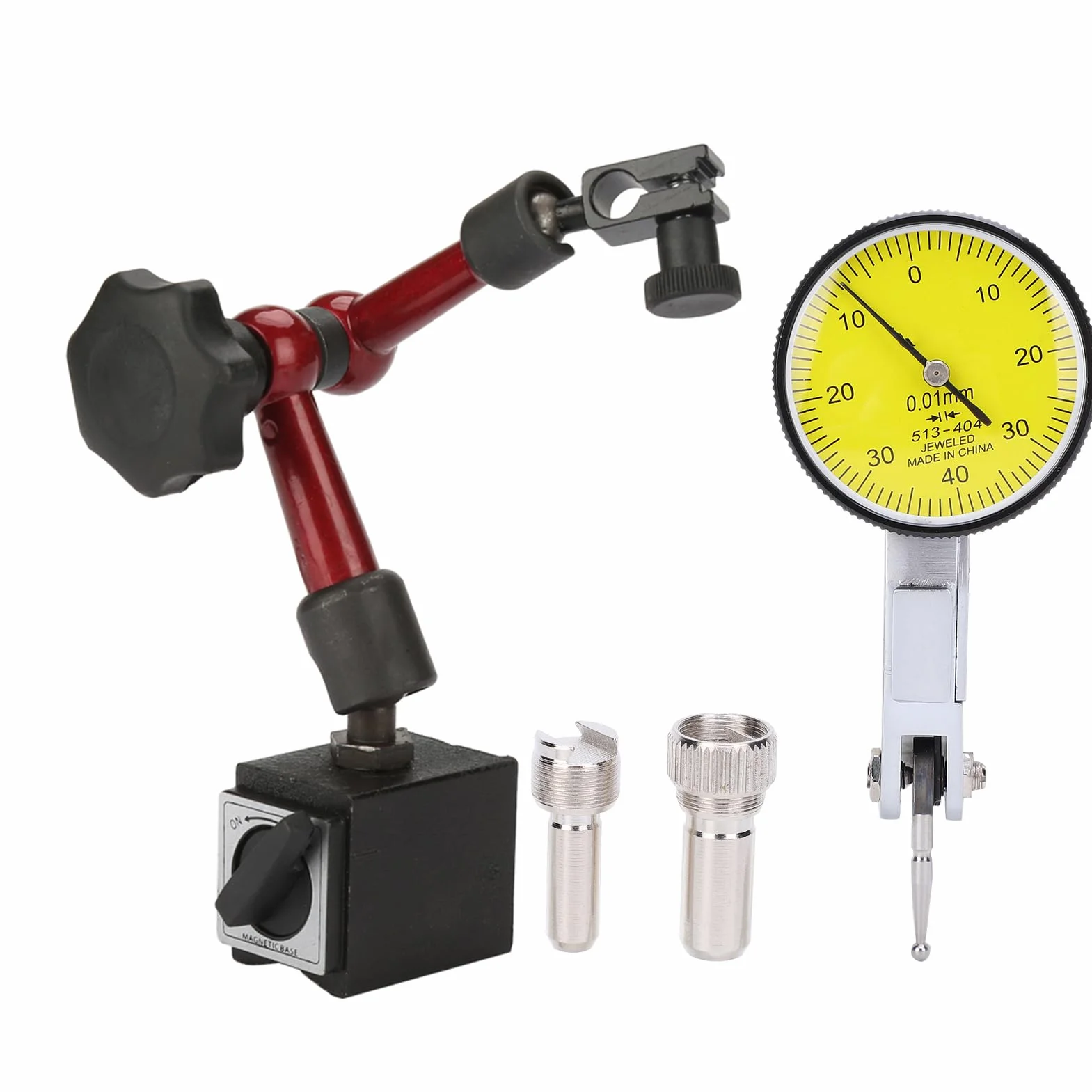 Broco Comparatore Centesimale Digitale,indicatore di leva impermeabile,base magnetica comparatore,leva della prova della manopola Gauge