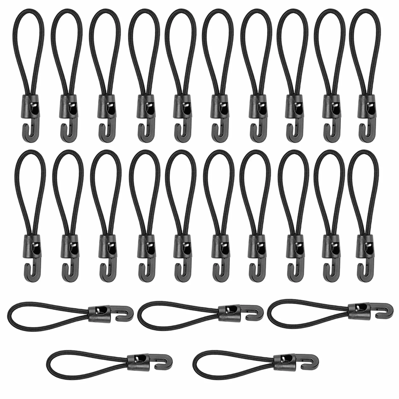 25 Elastici Con Gancio Di Fissaggio Da 10 Cm, Tenditori In Gomma Con Gancio Nero Per Teloni Da Campeggio, Bagagli, Tende, Rimorchi, Striscioni E Altro Ancora