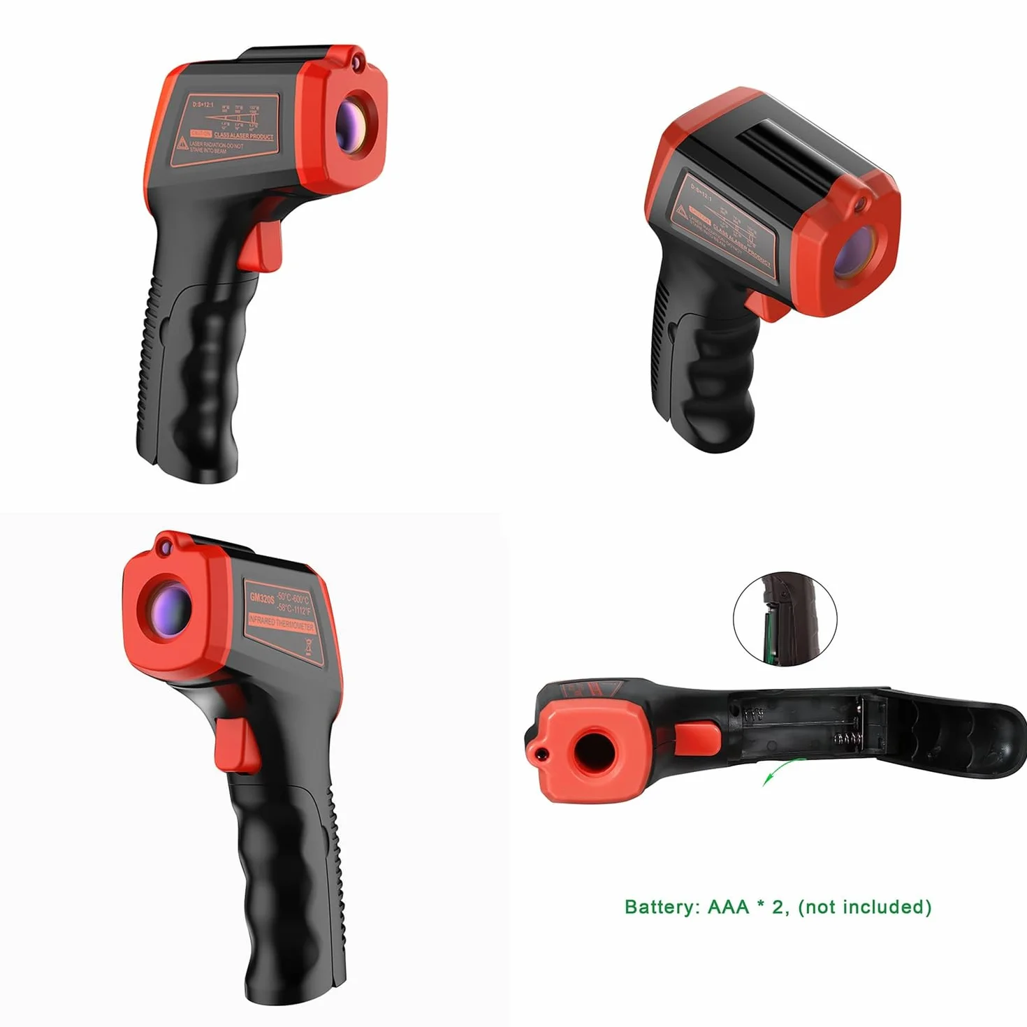 Termometro Infrarossi Senza Contatto a Pistola Laser Digitale LCD -50°C a 600°C per Cucinare Grigliare Forno Pizza