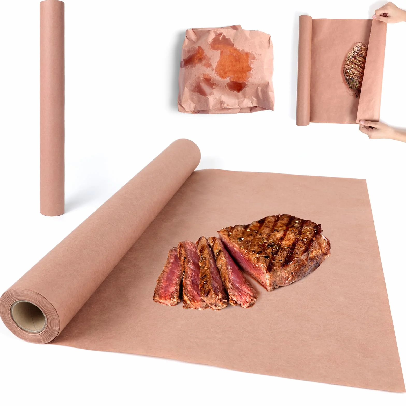 AiQInu Butcher Paper BBQ 44cm×150cm, Carta per Barbecue, Carta Kraft per Barbecue, Affumicatore, Carne di Pesce