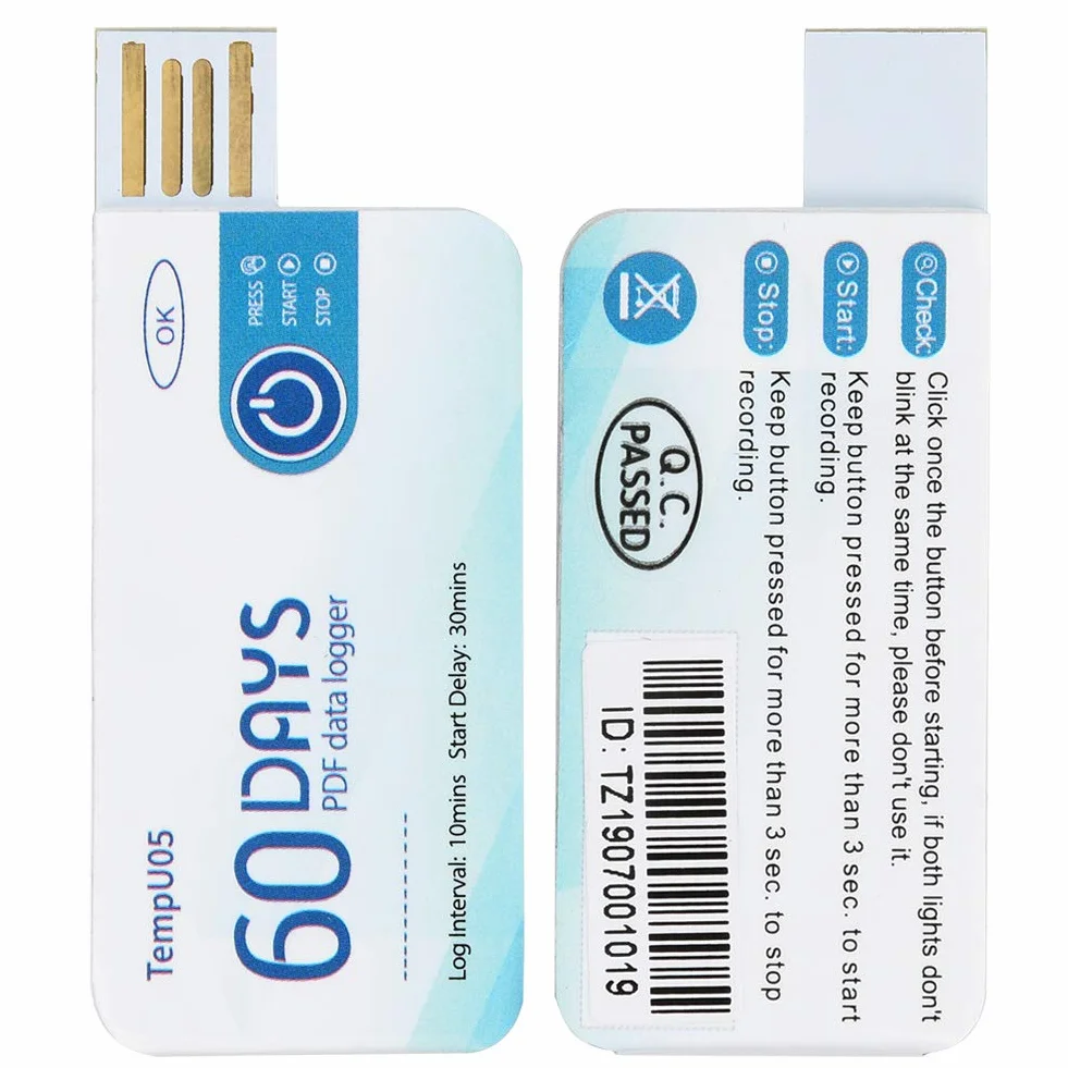 Durevole USB Data Logger Temperatura Registratore di Temperatura Standard per l'industria per il trasporto (TempU05, 12)