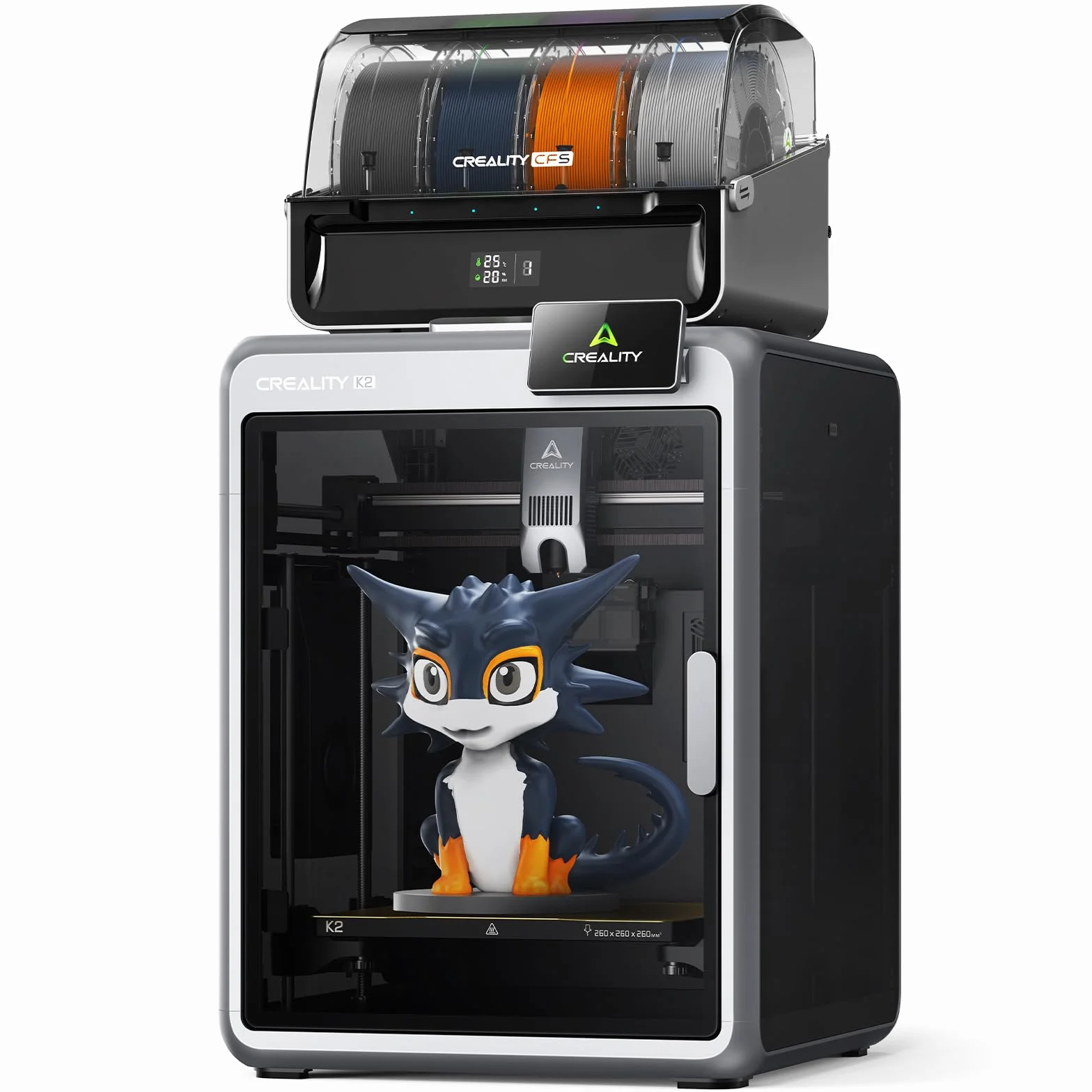 Creality K2 Combo (A), Stampante 3D Multicolore con CFS, Max 600 mm/s, Livellamento Automatico, Stampa Silenzios & Ventola Ausiliaria, Ugello 300 °C, Volume Stampa 260x260x260 mm