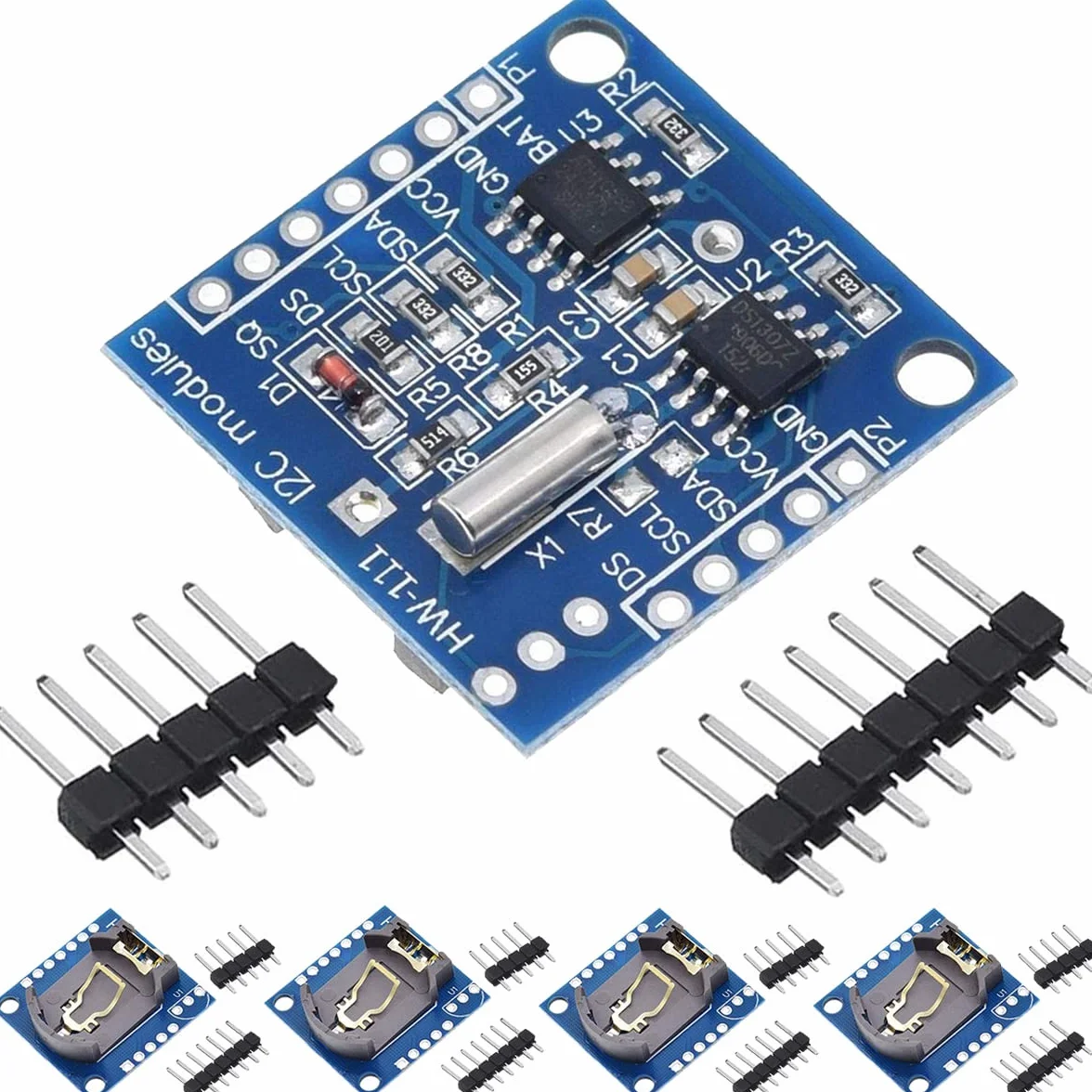 5PCS Tiny RTC I2C Modulo orologio in tempo reale AT24C32 Memoria di archiviazione Modulo orologio DS1307 ad alta precisione per Arduino per AVR ARM PIC SMD, con fila singola dritta