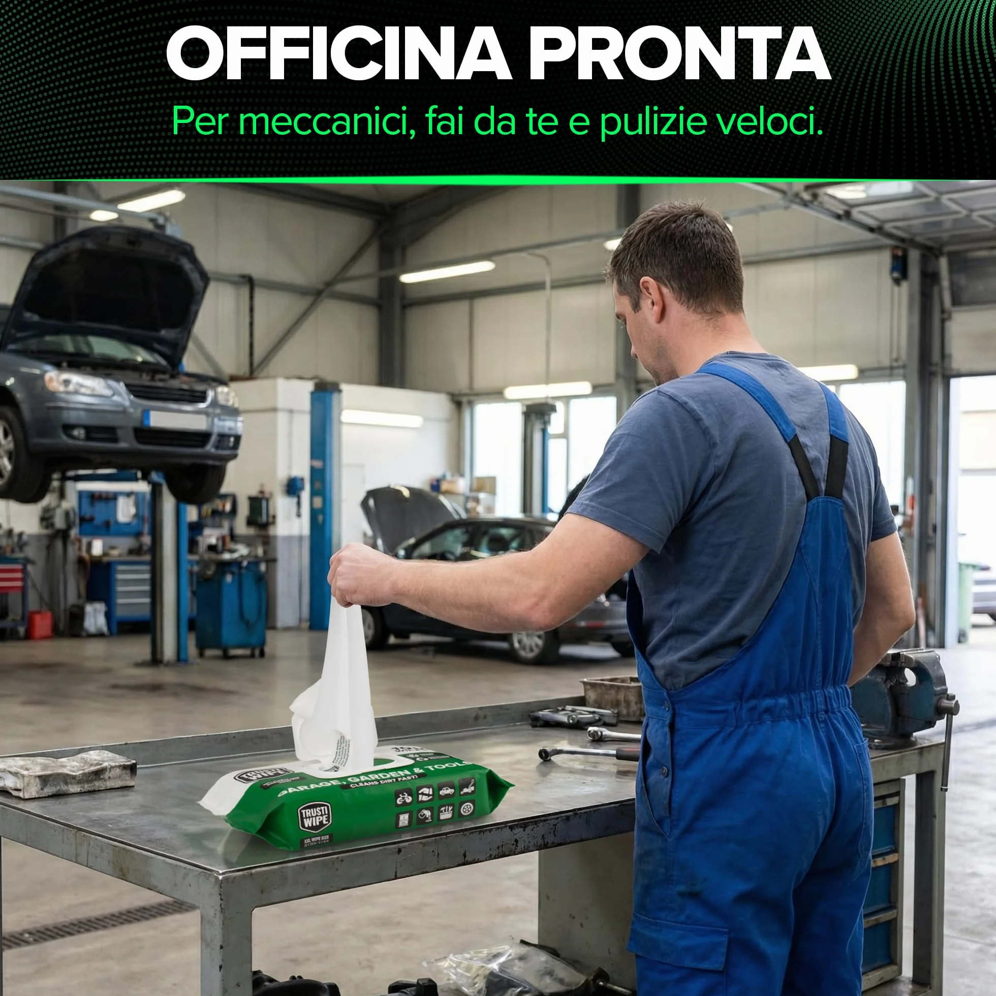 Salviette per la pulizia multisuperficie extra large 30x25 cm biodegradabili per garage officina auto