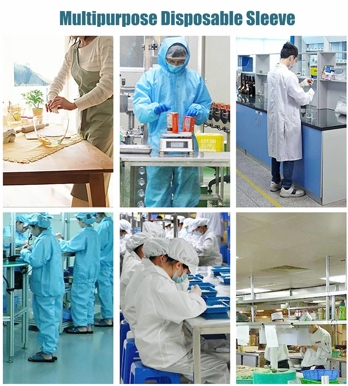 Manica Usa e Getta Copri Manicotti Monouso 100 Pezzi, Manica Protettiva per Braccio in Tessuto Non Tessuto Blu, Leggere per Laboratorio Ospedaliero Cliniche
