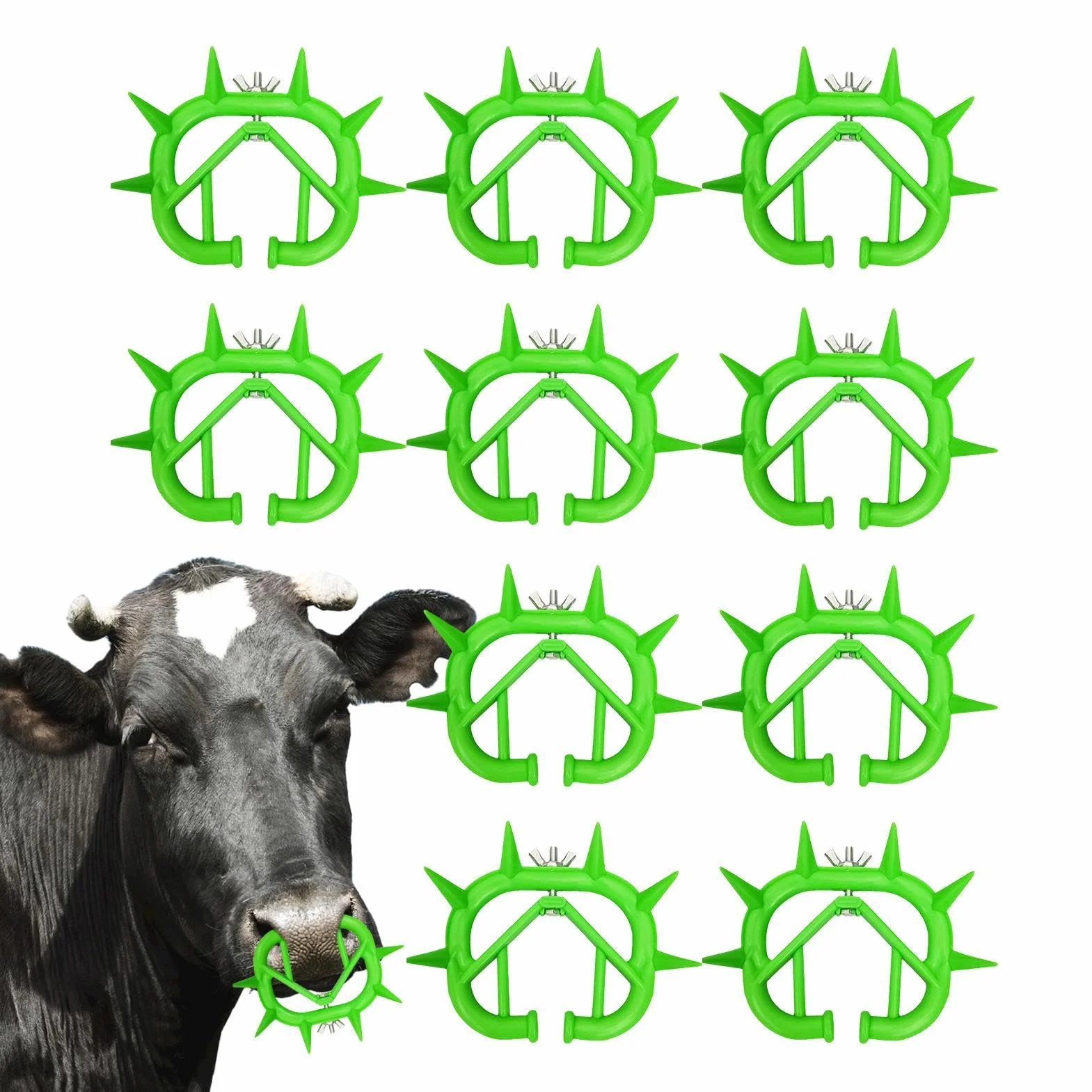 Anello al naso di mucca, Anello al naso di bestiame,Anello da naso anti-succhiamento per bestiame da 10 pezzi | Grandi strumenti per l'allevamento del bestiame, anello per il naso di bovini per vitell