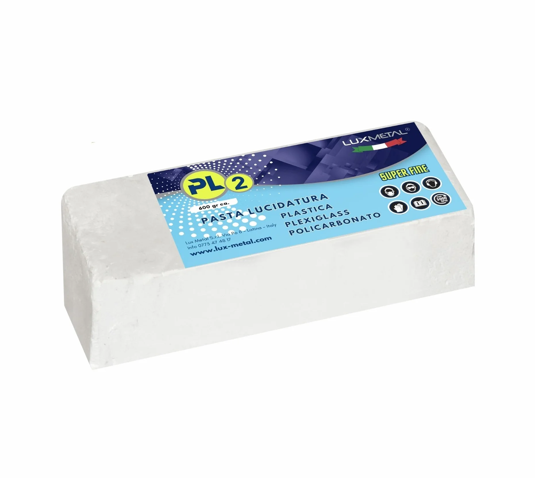 Lux Metal - Pasta Abrasiva per Plastica PL2 600 gr S.Fine Lucidare Plexiglass Trasparente Lucidatura Plastica Policarbonato Rimuovi Graffi Plastica pasta abrasiva plexiglass Rinnova Fari Auto