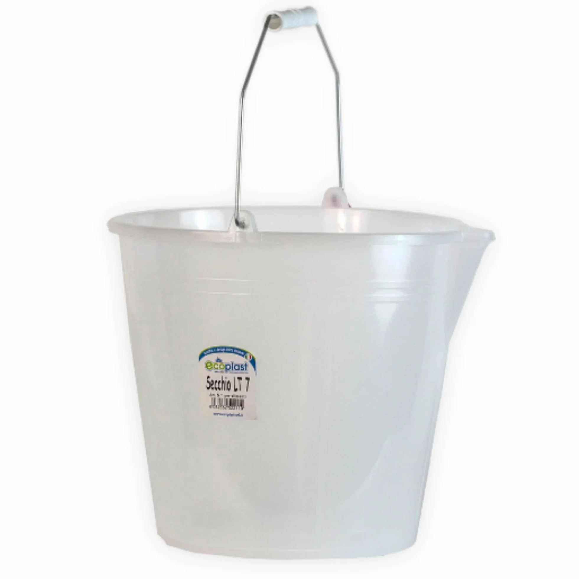 Ecoplast | Secchio 7 Litri con Manico Ergonomico e Becco, Azzurro, ø 24, Made in Italy