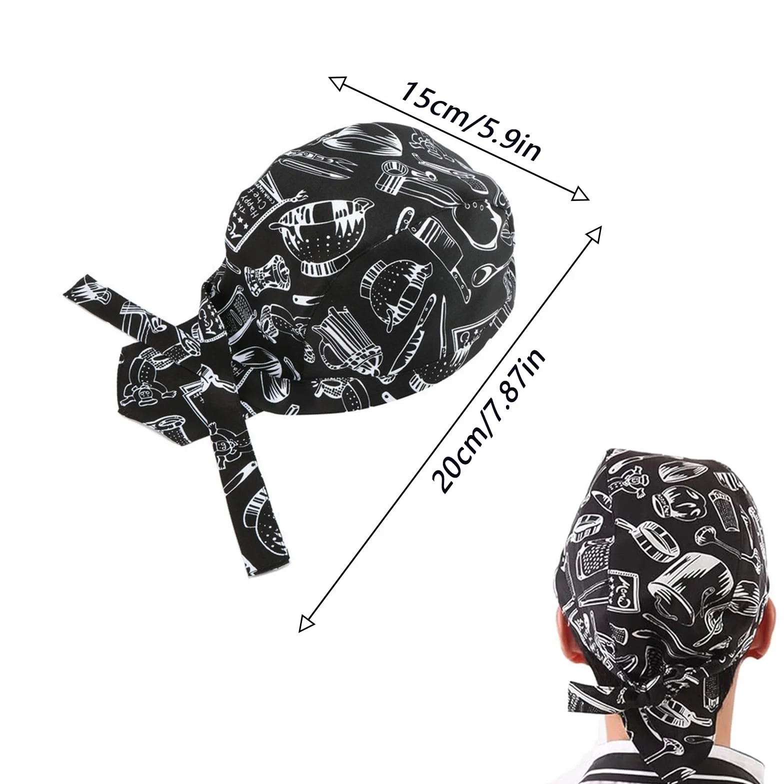 Cappelli da Chef Elastici Regolabili 3 Pezzi Berretti Bandana Uomo Donna Cucina