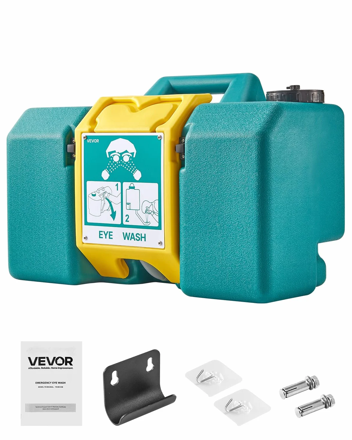 VEVOR Stazione di Lavaggio Oculare di Emergenza 535 x 245 x 355 mm Portatile con 2 Spruzzi