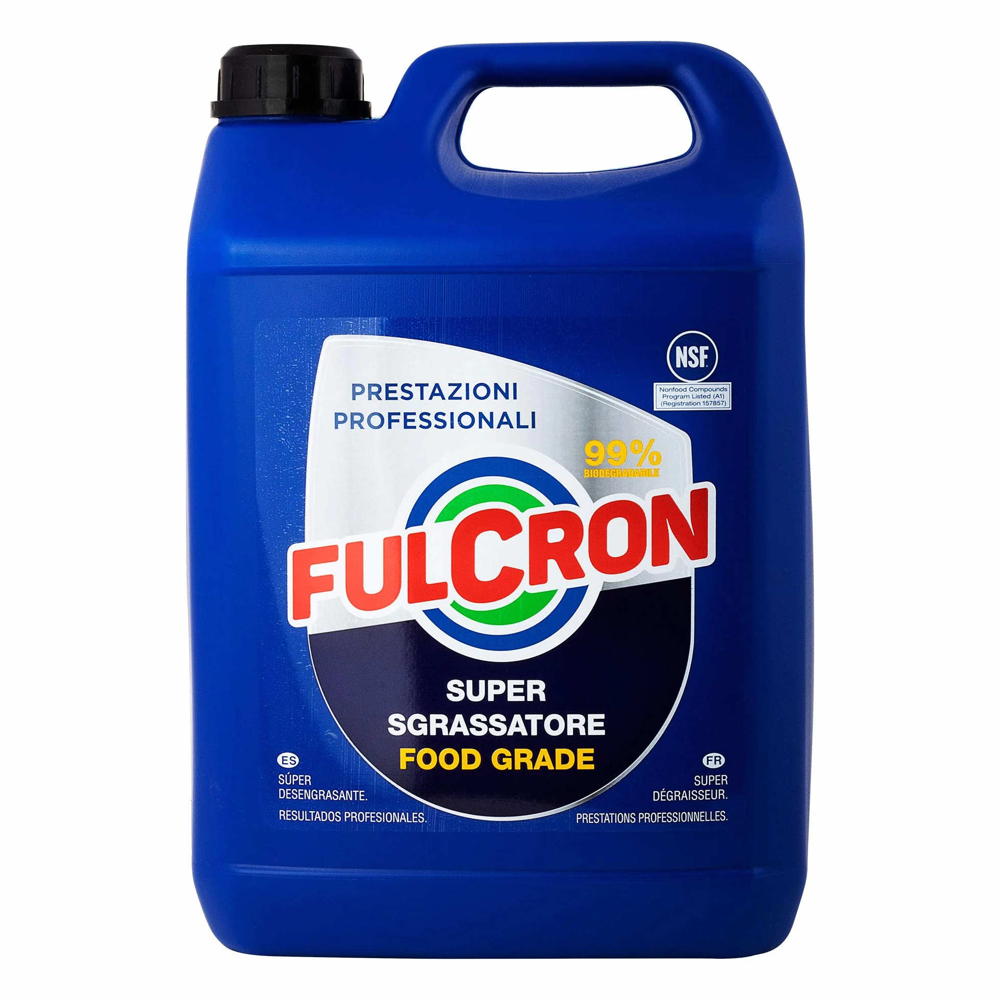 Fulcron Sgrassatore Super Sgrassatore Food Grade Concentrato 5 l, spray sgassatore, igienizzante spray specifico settore alimentare, sgrassatore professionale, biodegradabile, registrato NSF A1