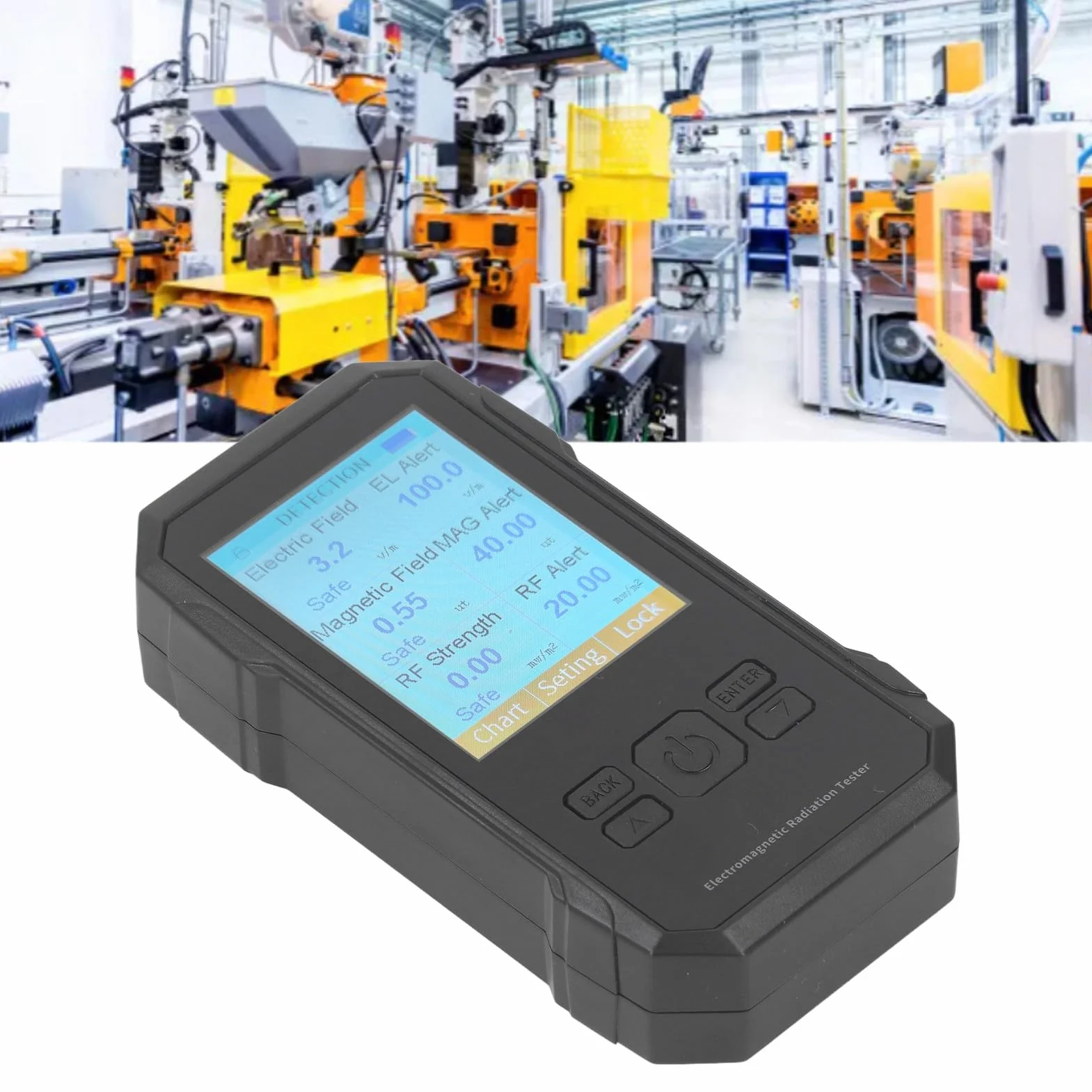 Misuratore EMF Misuratore GQ Avanzato Ricaricabile 3 in 1 con Rilevamento 5G, Registratore Dati, Analizzatore di Spettro per Casa, Ufficio, Fabbrica (BLACK)