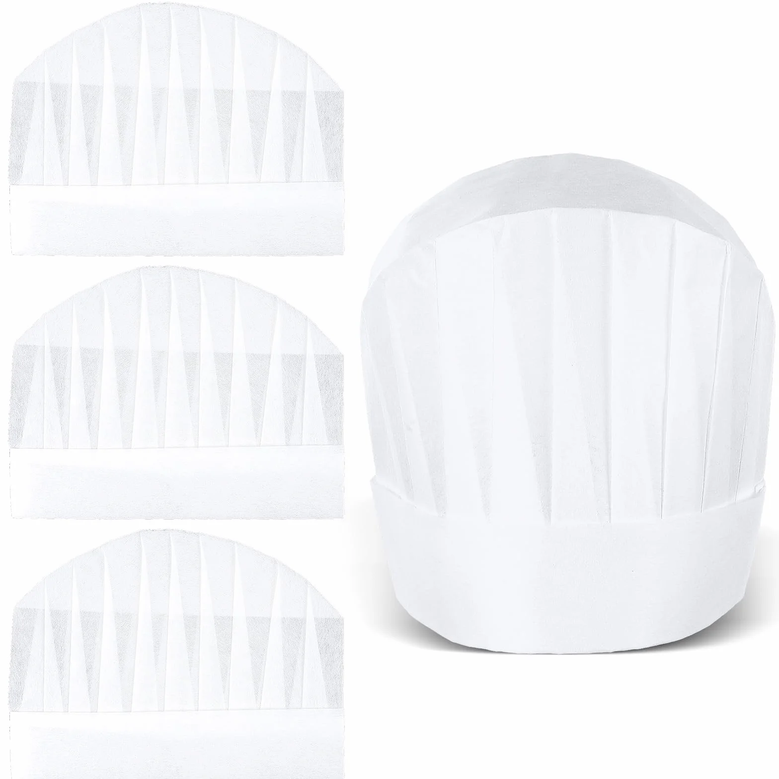 Cappello da cuoco usa e getta bianco 4 pezzi in tessuto non tessuto regolabile