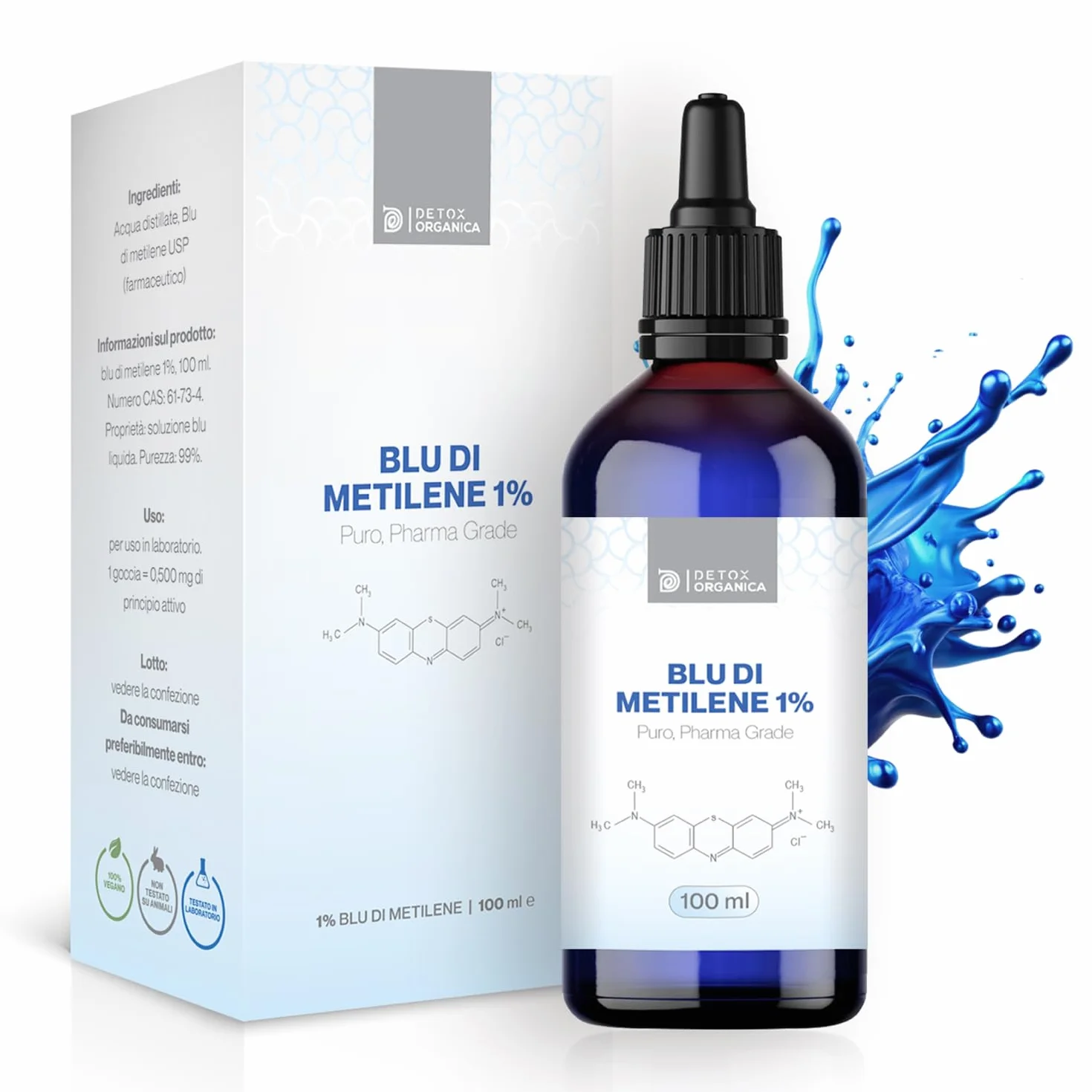 Methylene Blue 1% Soluzione 100 ml Detox Organica Alta Purezza