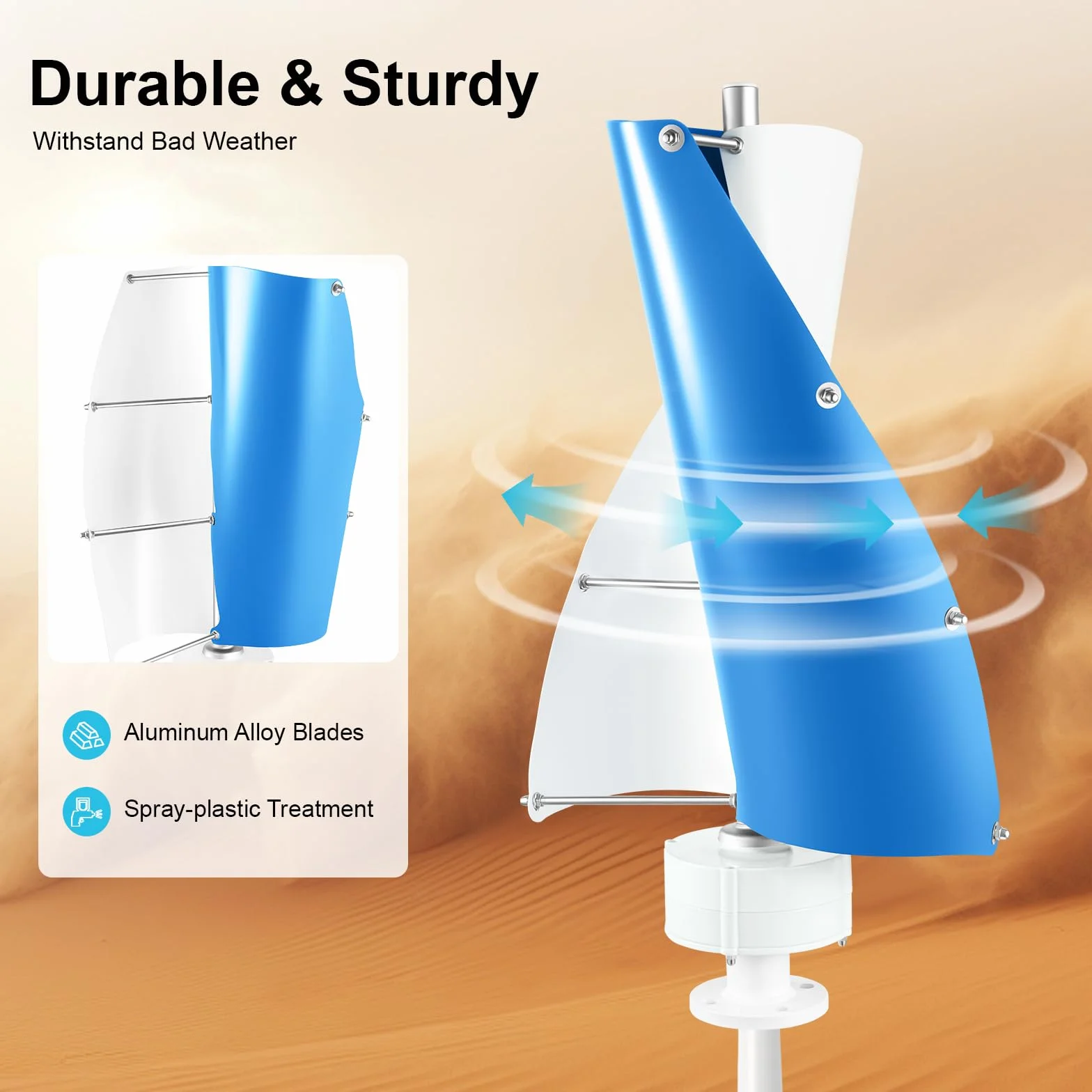 Generatore di turbine eoliche da 100 W, 24 V, con controller, turbina eolica verticale, set completo per camper, barca, casetta da giardino, capanna, alimentazione a isola e illuminazione esterna