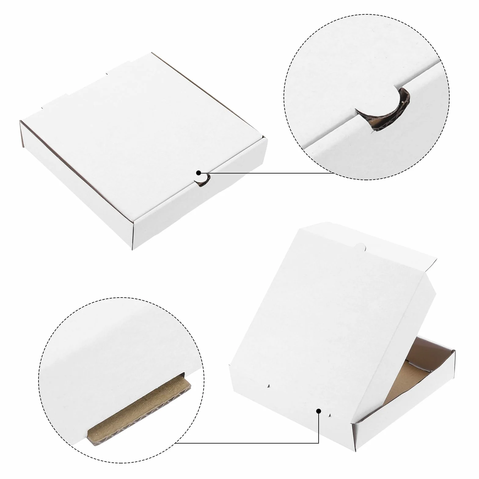 QUARKZMAN Scatola per Pizza 10pz 7x7 Pollici - Scatole Mini in Carta Pelle Vacchetta Contenitore Quadrato Corrugato Bianco