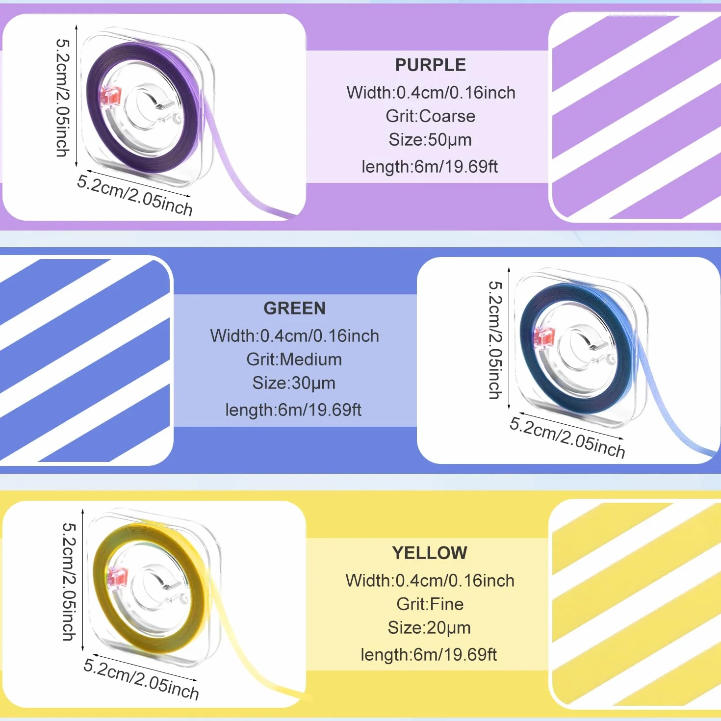 Strisce per Lucidatura Dentale, Strumento Levigatura Kit Abrasive per Pulizia Denti Lime Dentali (Giallo, Blu, Viola)