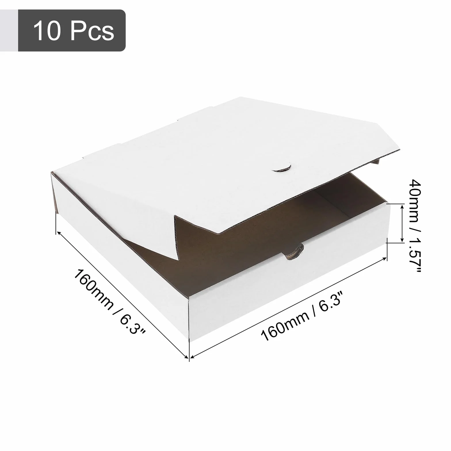 sourcing map Scatole per pizza 10 pezzi 15,2 x 15,2 cm carta di vacchetta ondulate bianco