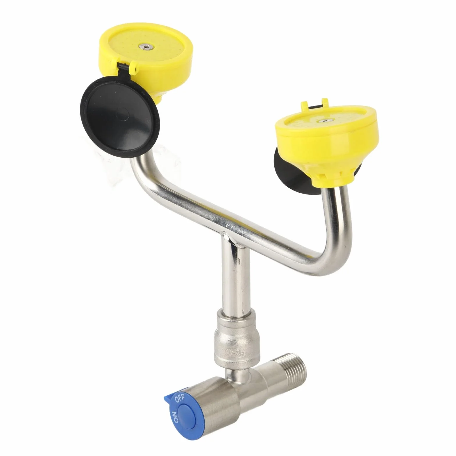 Stazione Lavaocchi di Emergenza Installazione Semplice Copertura Antipolvere a Flusso d'acqua Continuo con Coperchio Ribaltabile 2 Ugelli Gonfiabili