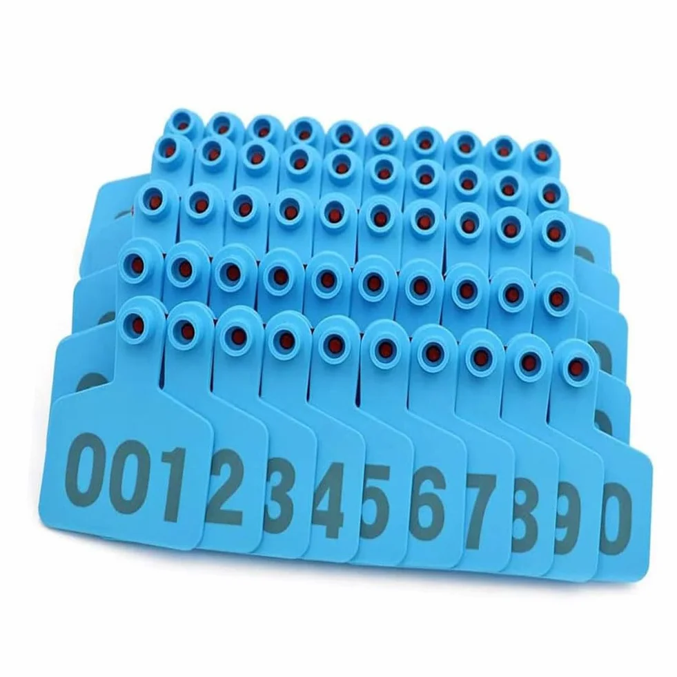 400 pezzi di marche auricolari per bestiame in PE per capre, bovini, ovini, suini, cani, cervi, allevamenti con numero 001-100/101-200/201-300/301-400 (blu, giallo, rosso, verde, arancione, rosa)