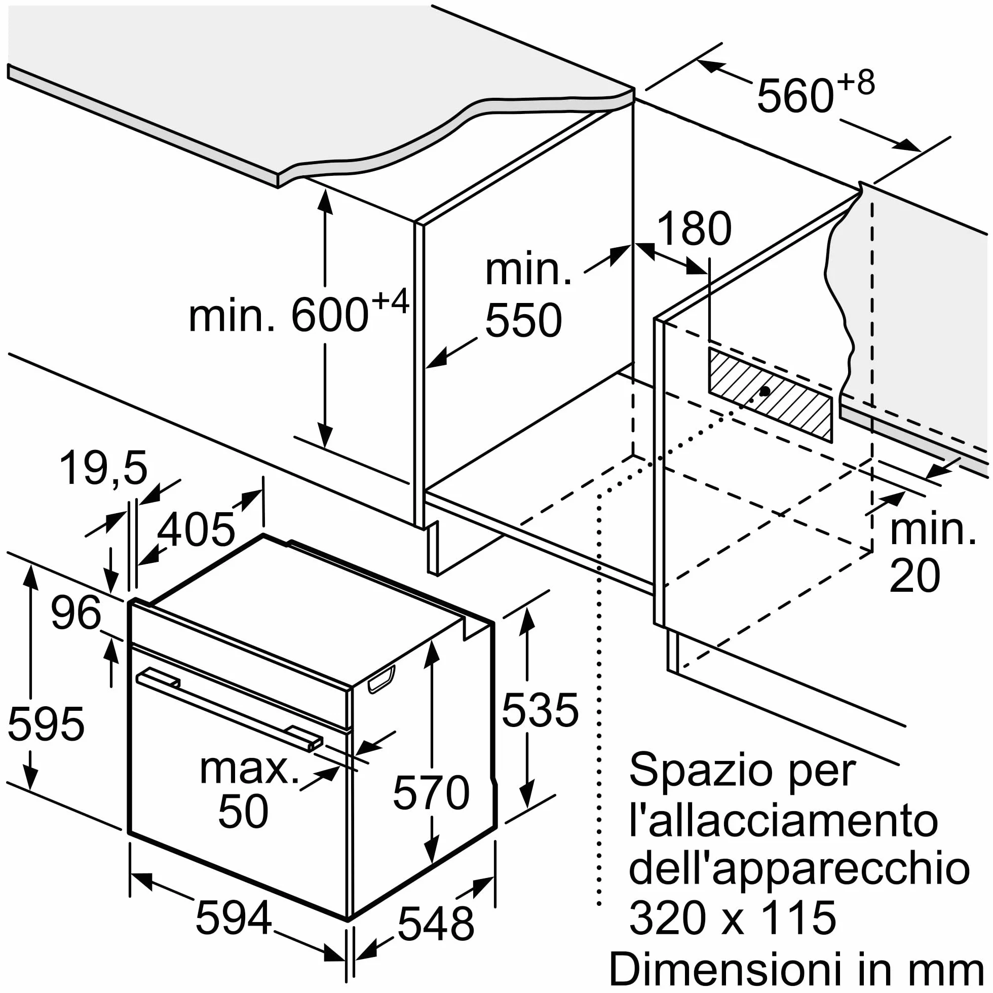 Bosch HBA534BS3F Forno da Incasso EcoClean Display LED Rosso Inox 60x60 cm