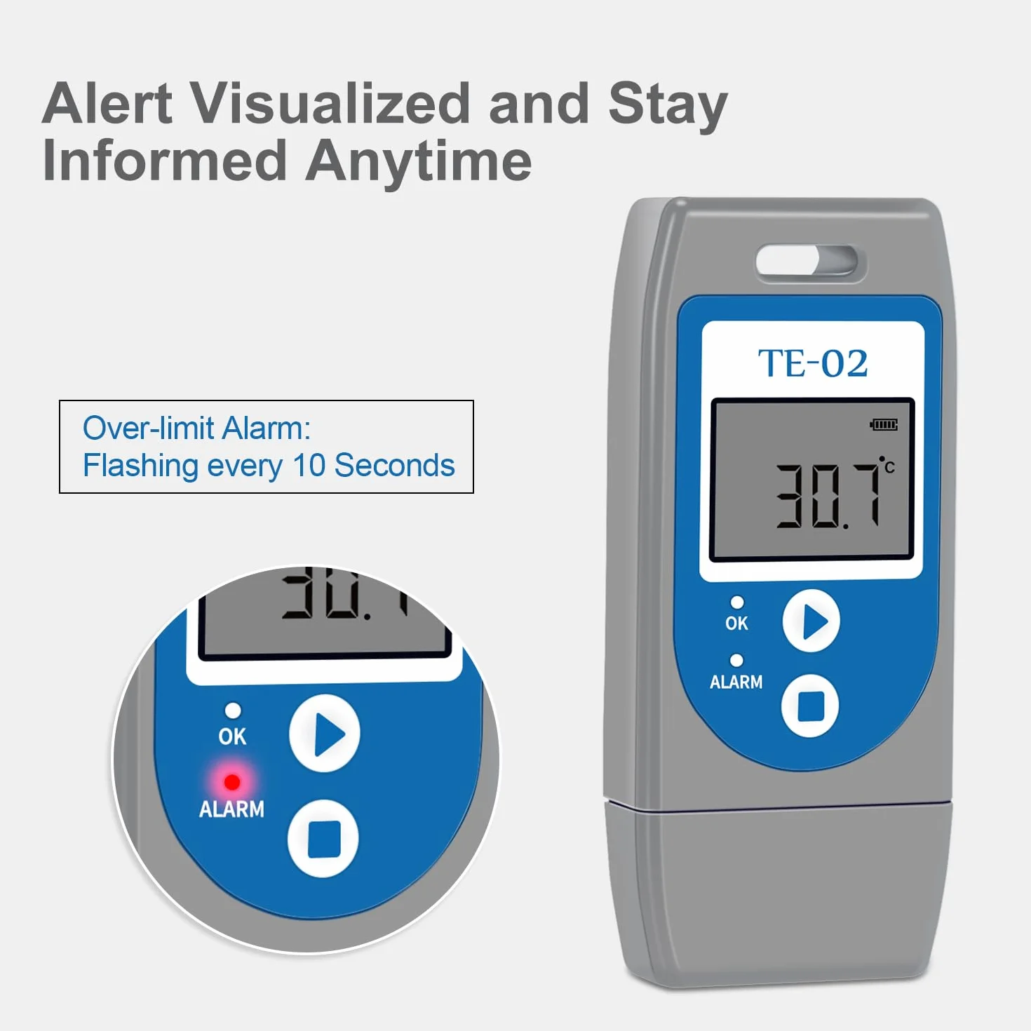 ThermElc TE‑02 Data Logger Registratore Di Temperatura con Certificato Di Calibrazione PDF CSV