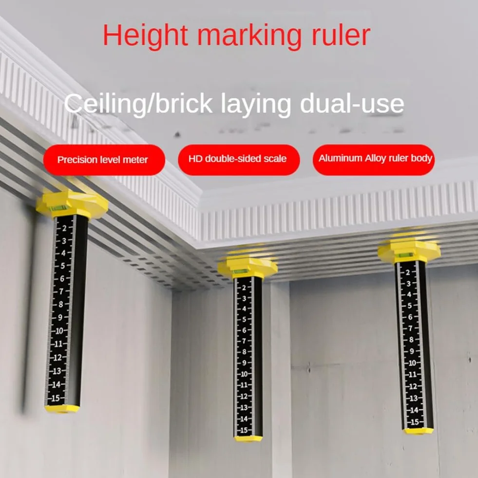 2 righelli di altezza per piastrelle da soffitto e pavimento, righello di misurazione con base magnetica, righello di misurazione per soffitto sospeso