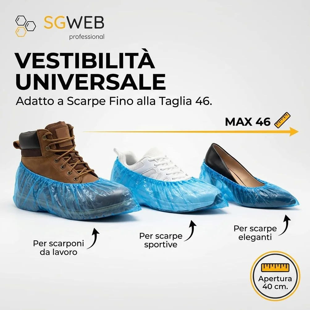 Copriscarpe Monouso 300 Pezzi Impermeabili Antiscivolo PE Taglia Unica Blu