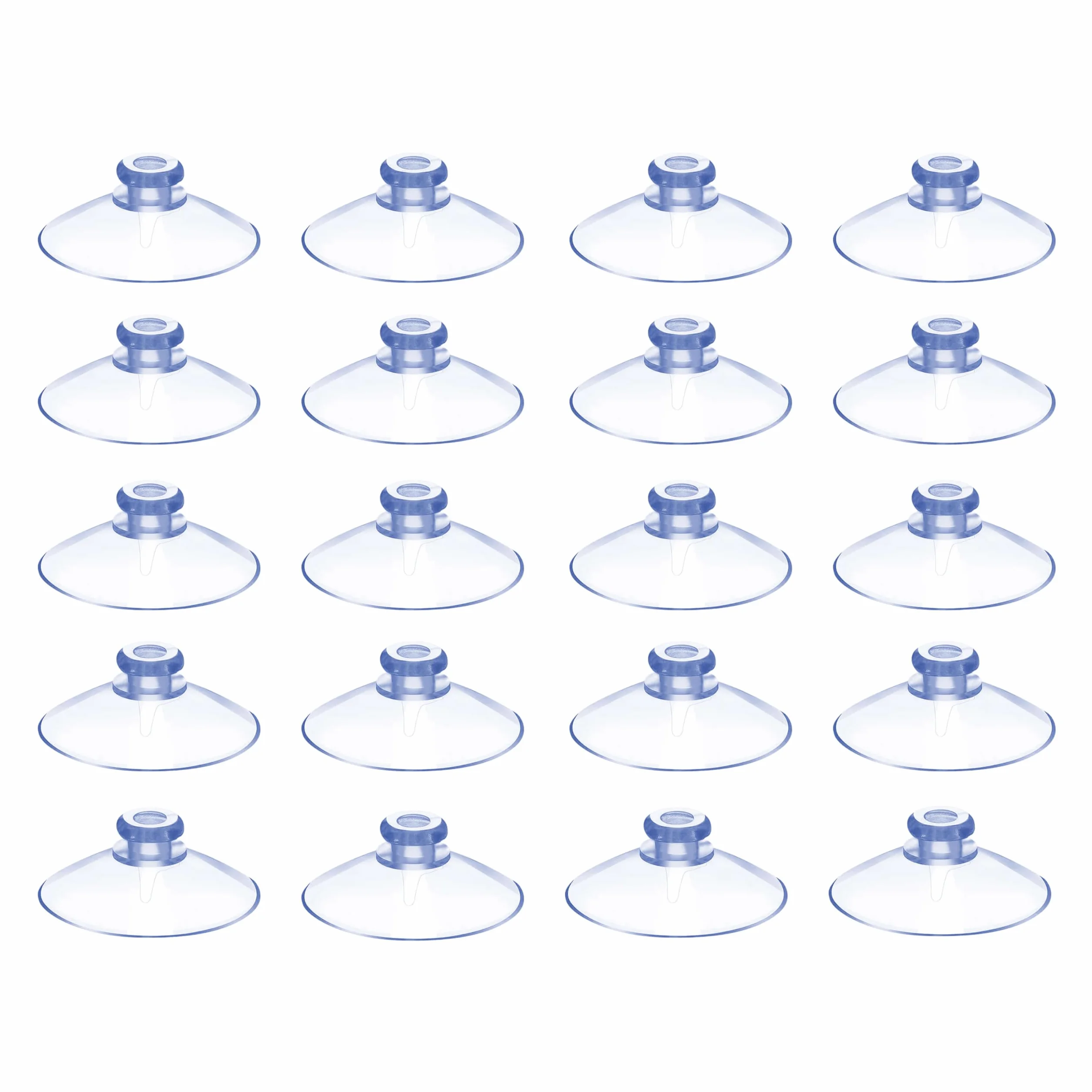 Mini Ventose -✮GARANZIA A VITA✮- 20 PEZZI - Ventose Trasparenti in PVC - Ventosa 20 MM, Riutilizzabile, Senza Gancio, Linguetta a Fungo - Appendini adesivi per Specchi, Vetro, Finestre