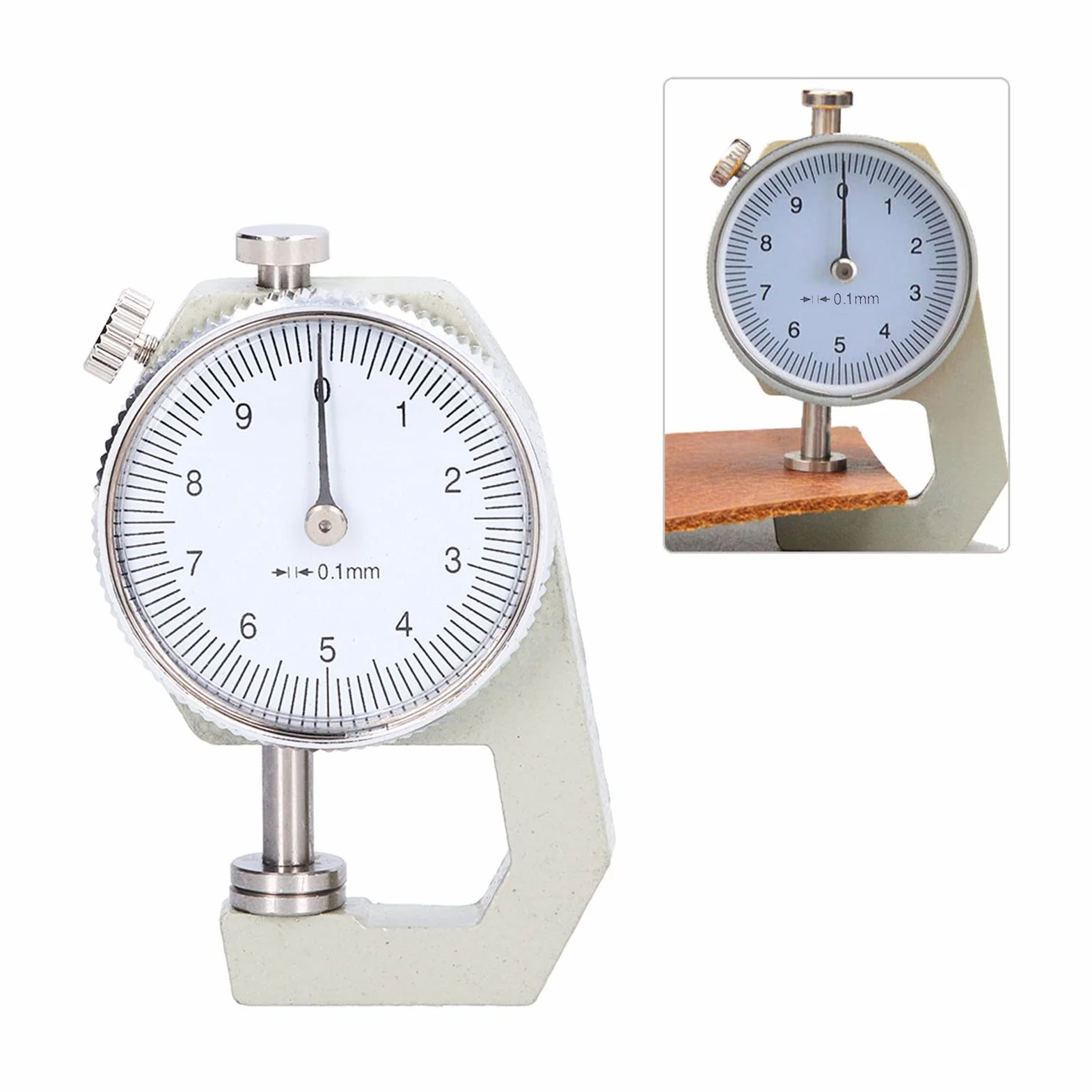 Spessimetro a Quadrante da 0 a 10 Mm Iin Metallo Plastica, Misuratore di Spessore del Quadrante, Calibro di Spessore per Filo Tester per Carta, Pelle, Strumento di Misura Dello Spessore Della Lamiera