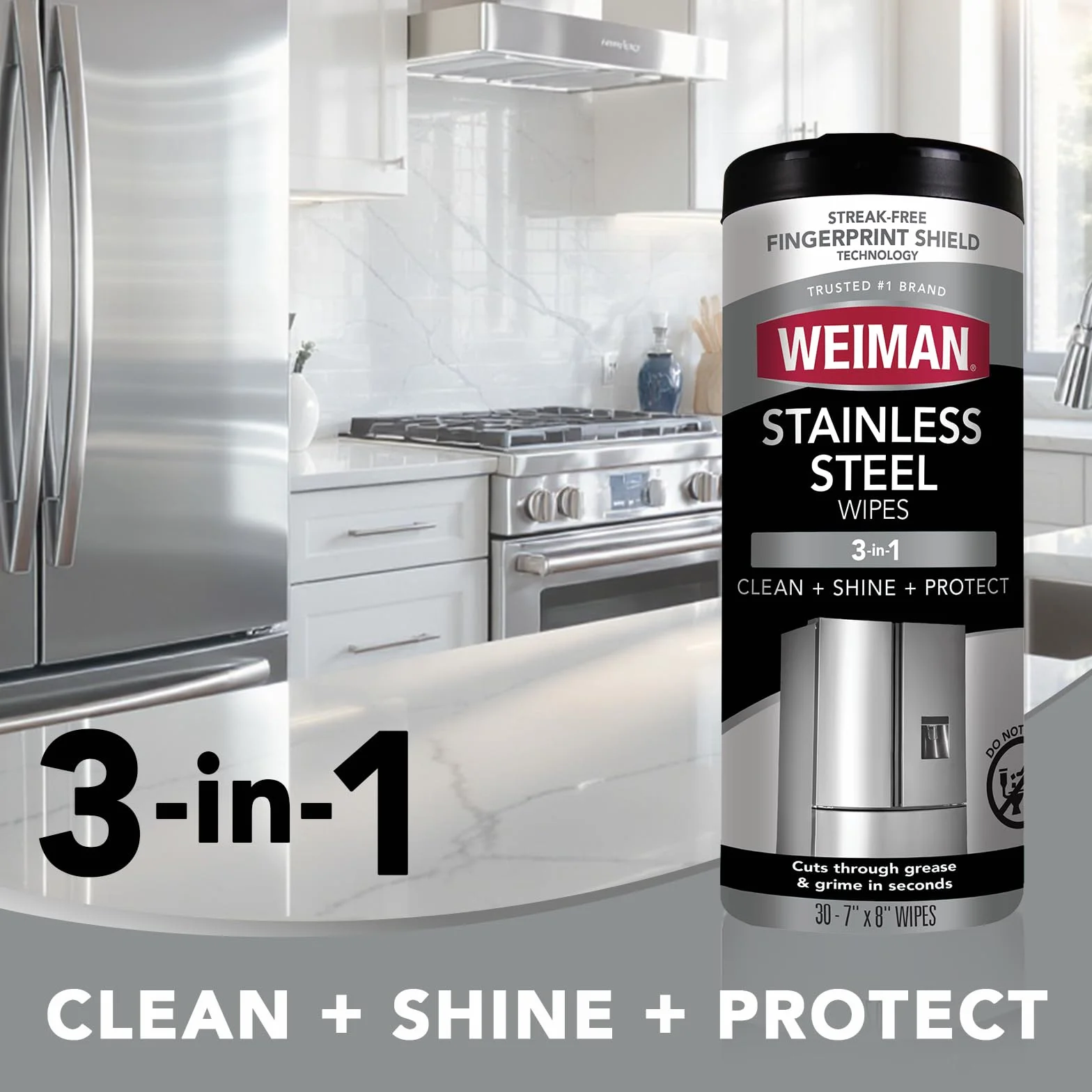 Weiman Wmn 92CT panno per pulizia acciaio INOX 7,6x17,8x20,3 cm 30 salviette