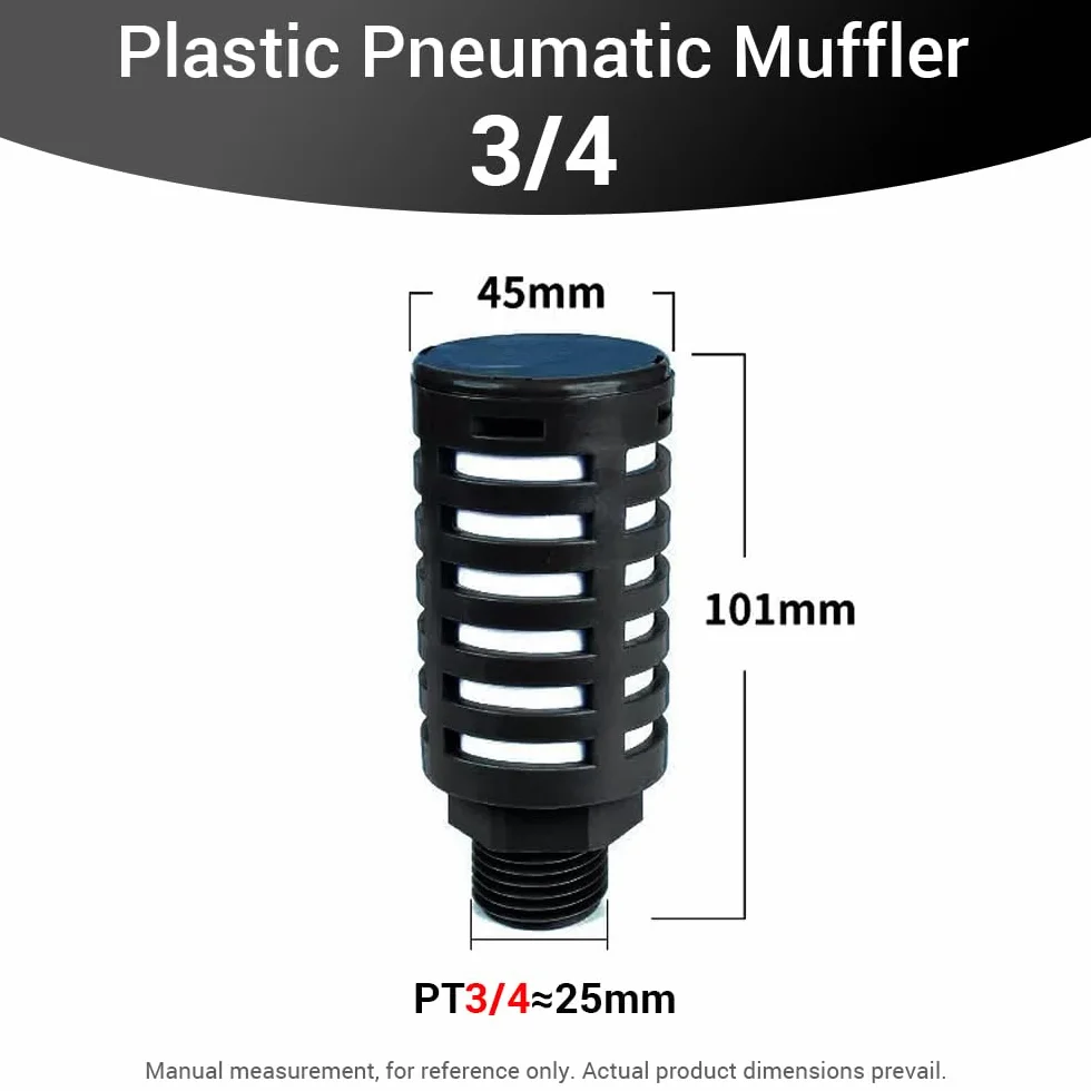 Silenziatori pneumatici in plastica filettatura maschio 3/4" nera raccordo compressore