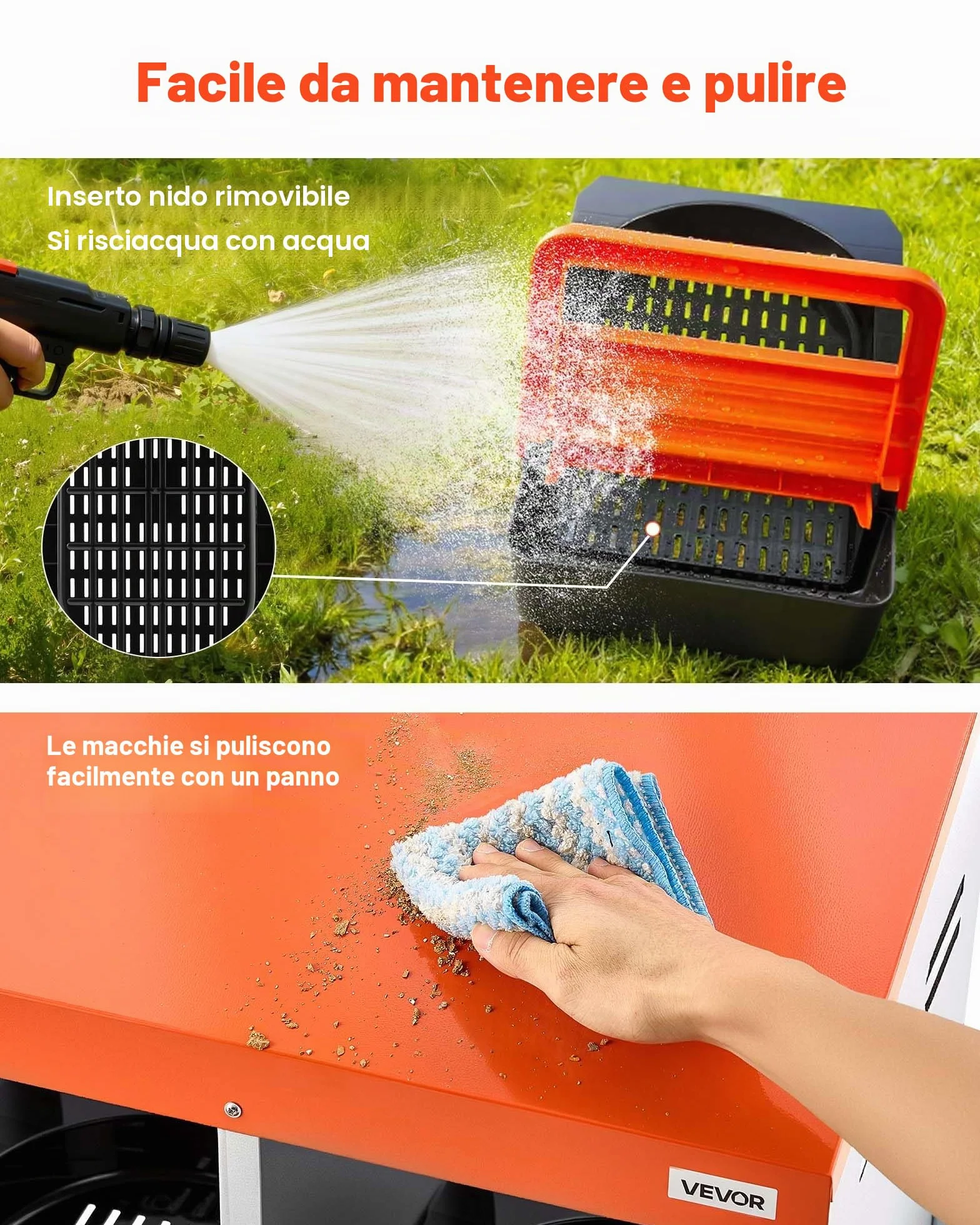 VEVOR Nido con Cassette di Incubazione per Uova 3 Scomparti, Acciaio Zincato, Plastica ad Alta Resistenza