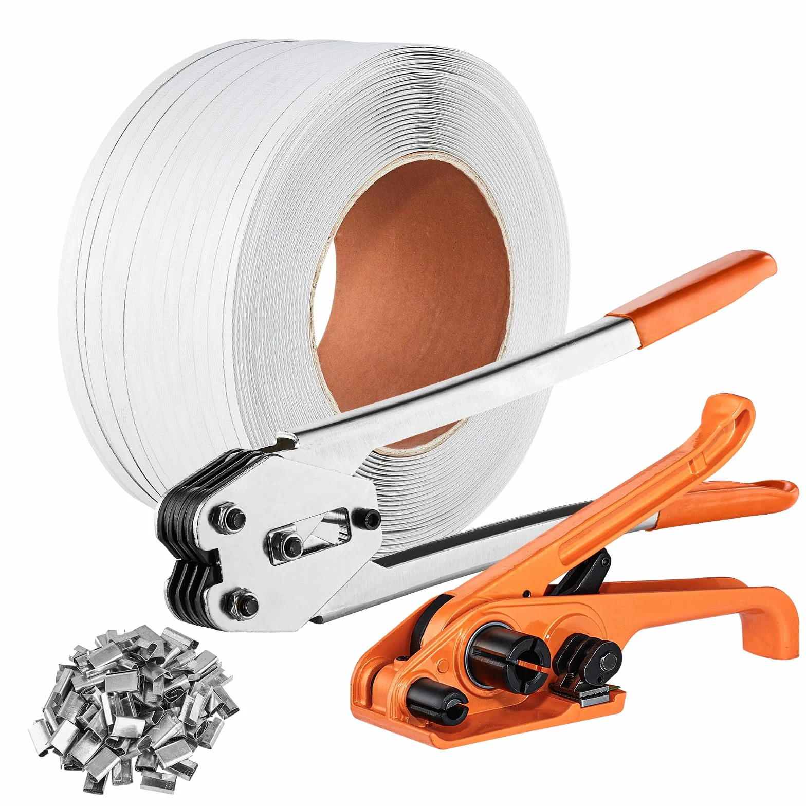 VEVOR Kit di reggiatura con tenditore, strumento sigillante, fascia in PP lunghezza 3280 piedi, 1000 sigilli metallici, kit di reggiatura per imballaggio per pallet