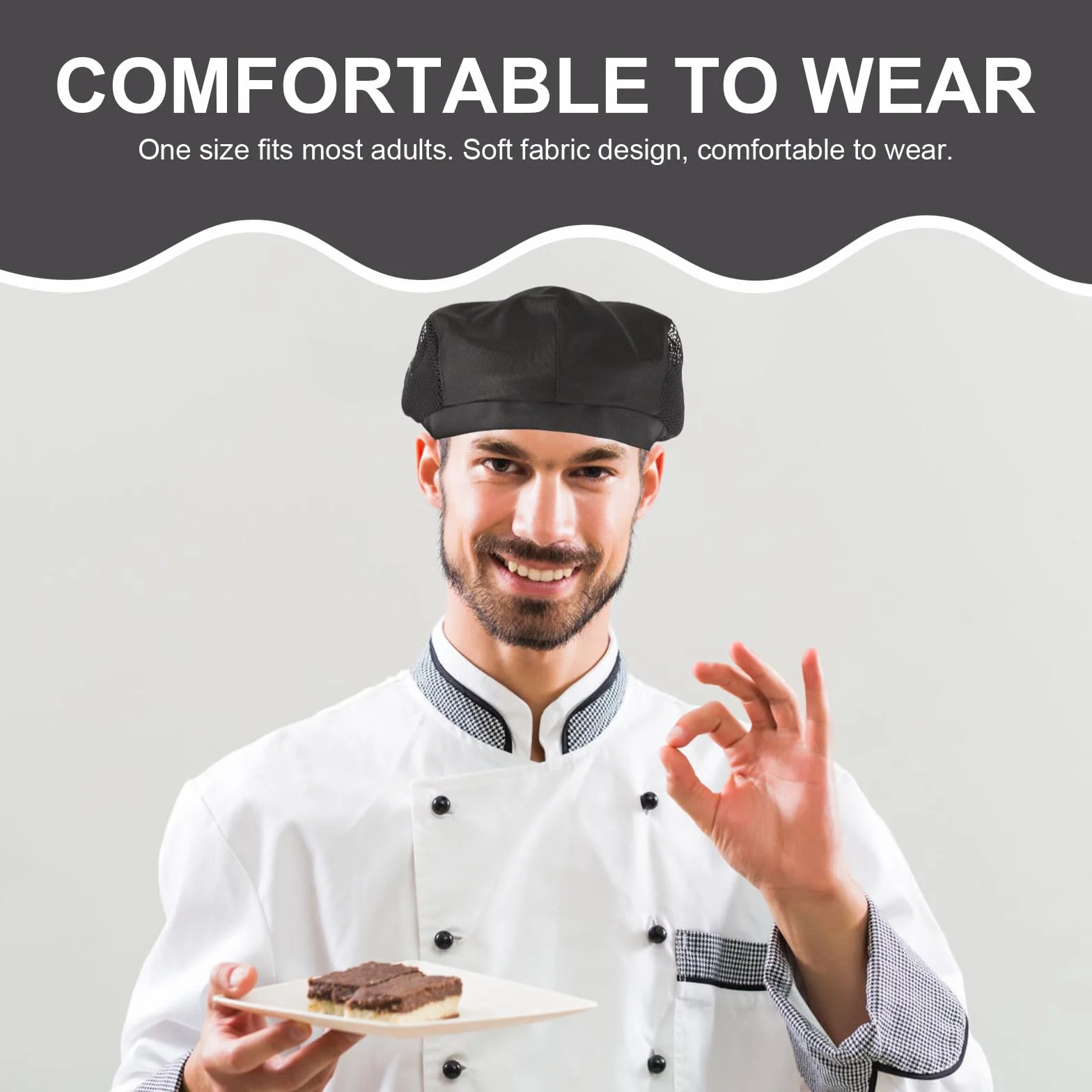 Generico 2 Pezzi Cappelli da Cuoco in Rete Traspirante per Ristorante Bar Pasticceria
