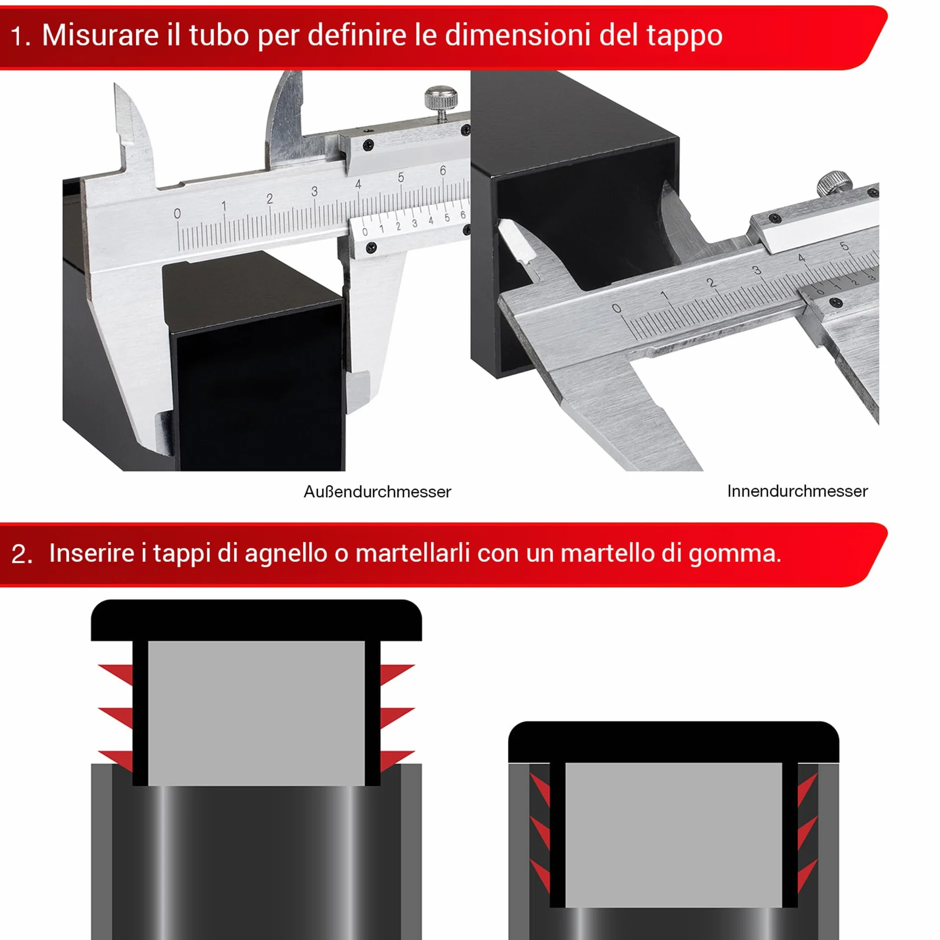 LouMaxx Tappi lamellari 50 x 50 mm, copertura per tubo nero, tappi per tubi quadrati 50 x 50 mm, tappi quadrati per tubi in plastica robusta, tappi per pali come tappo di copertura