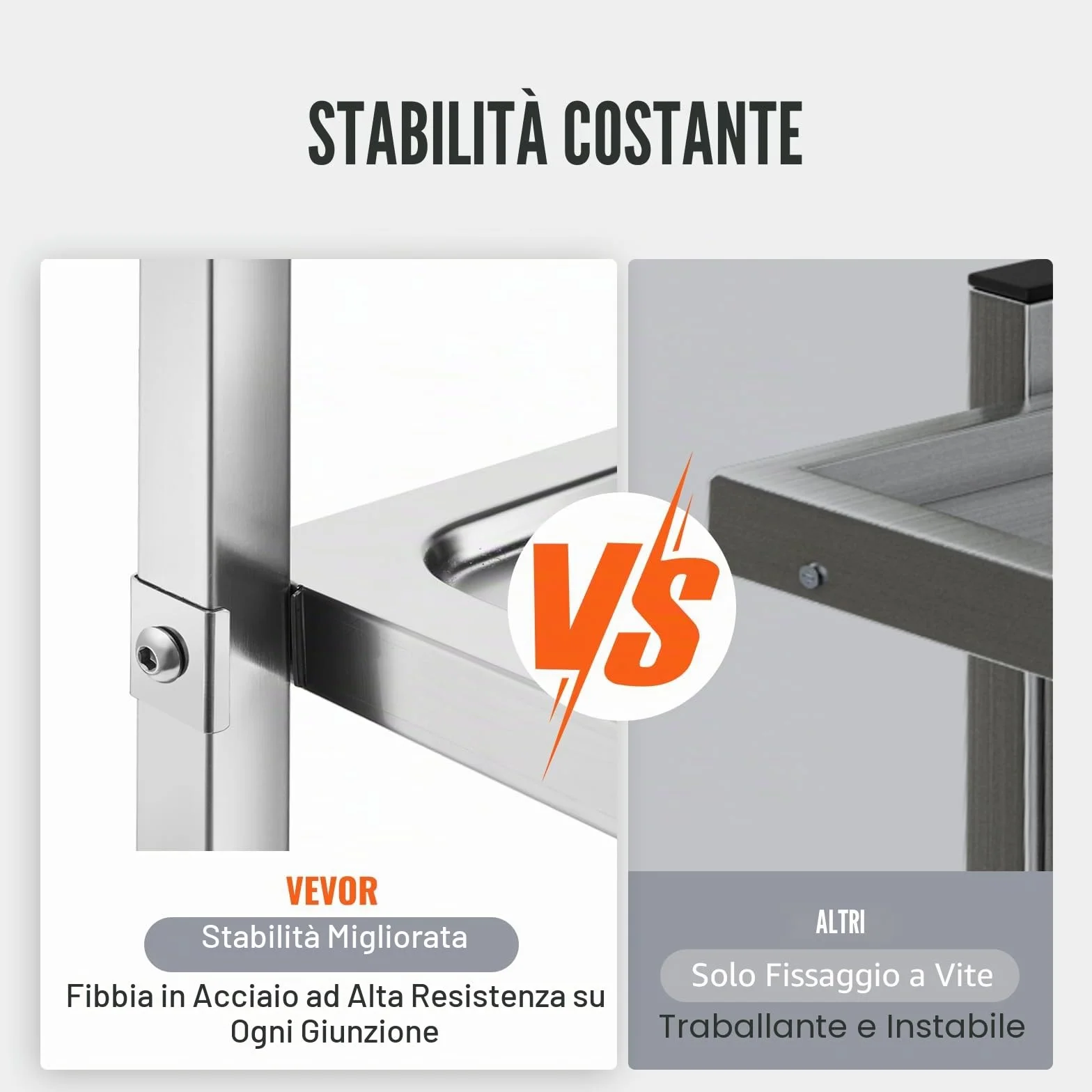 VEVOR Carrello da Laboratorio in Acciaio Inox 3 Ripiani 100 kg 740x396x860 mm