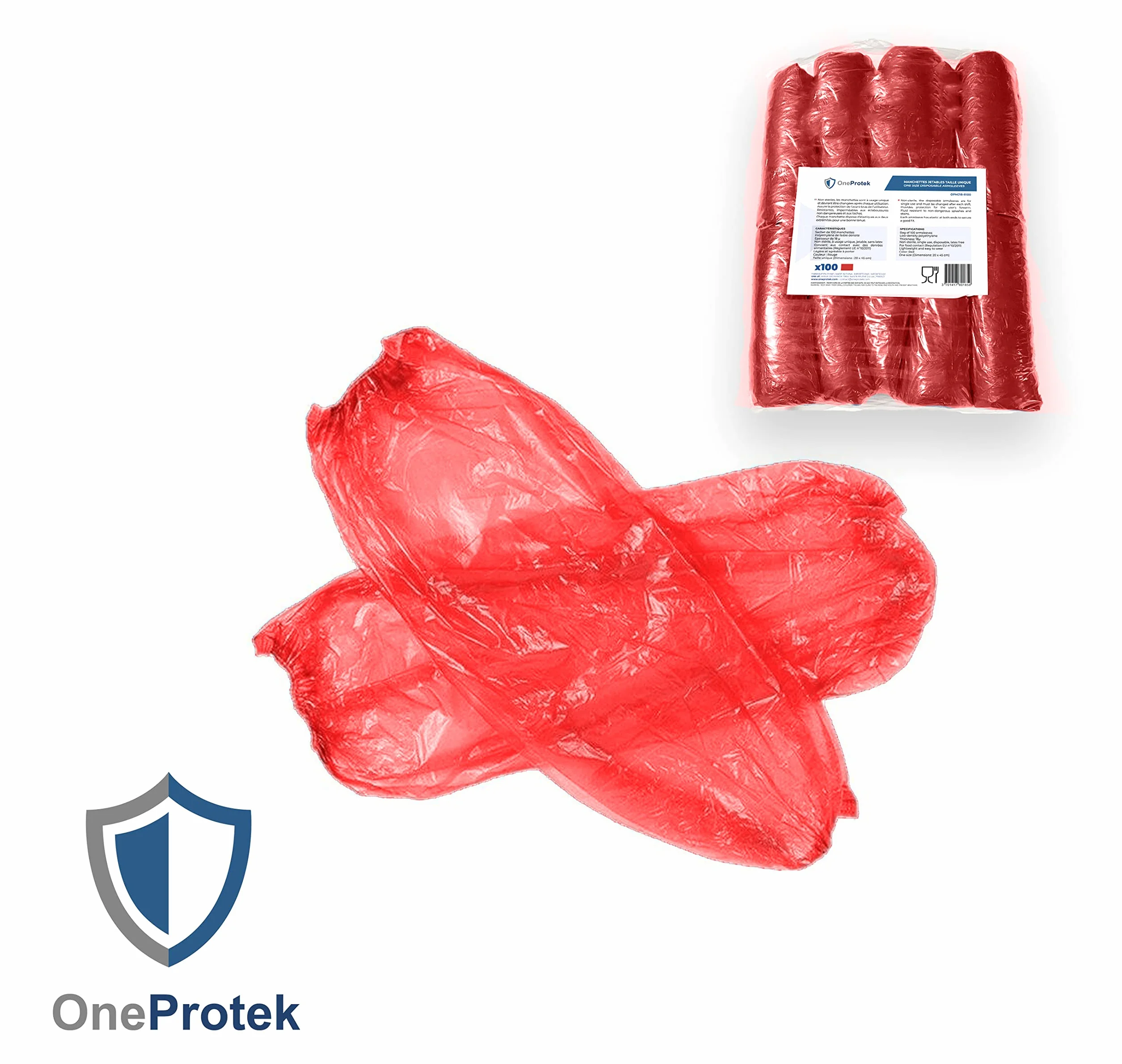 Rosso Polsino monouso, 100 sztuk, Taglia Unica