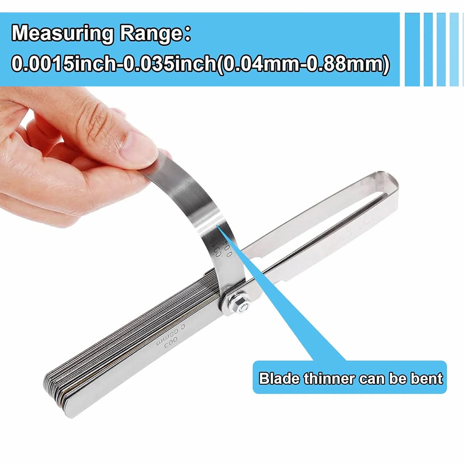 Spessimetro Binghe 32 Lame Inox Pieghevole Misurazione Doppia