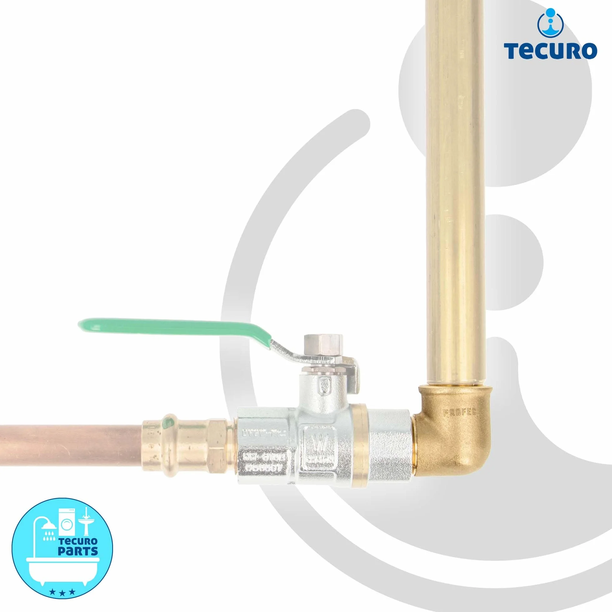 Tecuro Angolo in Ottone 90° Filettatura Interna x Esterna 3/4" Ottone Bianco CW617N Acqua Potabile