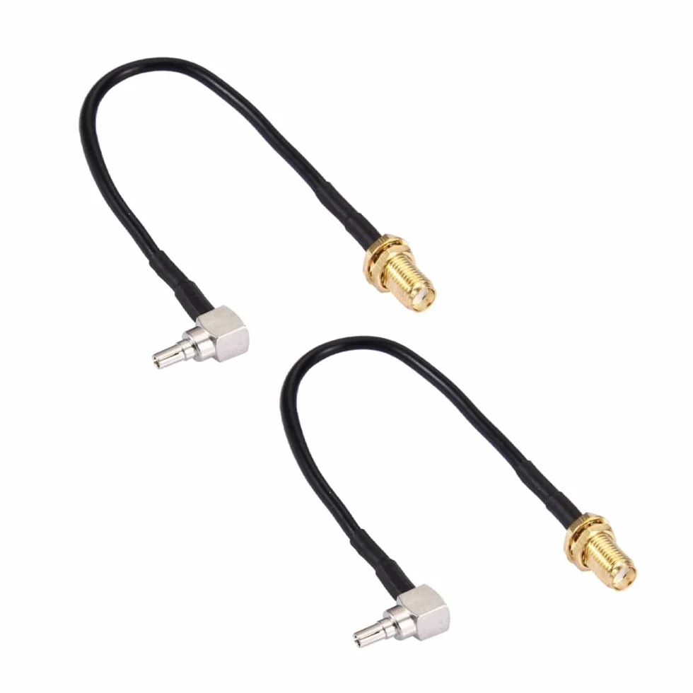 2PCS Connettori RF Adattatori da SMA a TS9 Cavo di prolunga per Antenna 4G LTE SMA Femmina da paratia a Spina TS9 Cavo ad Angolo retto