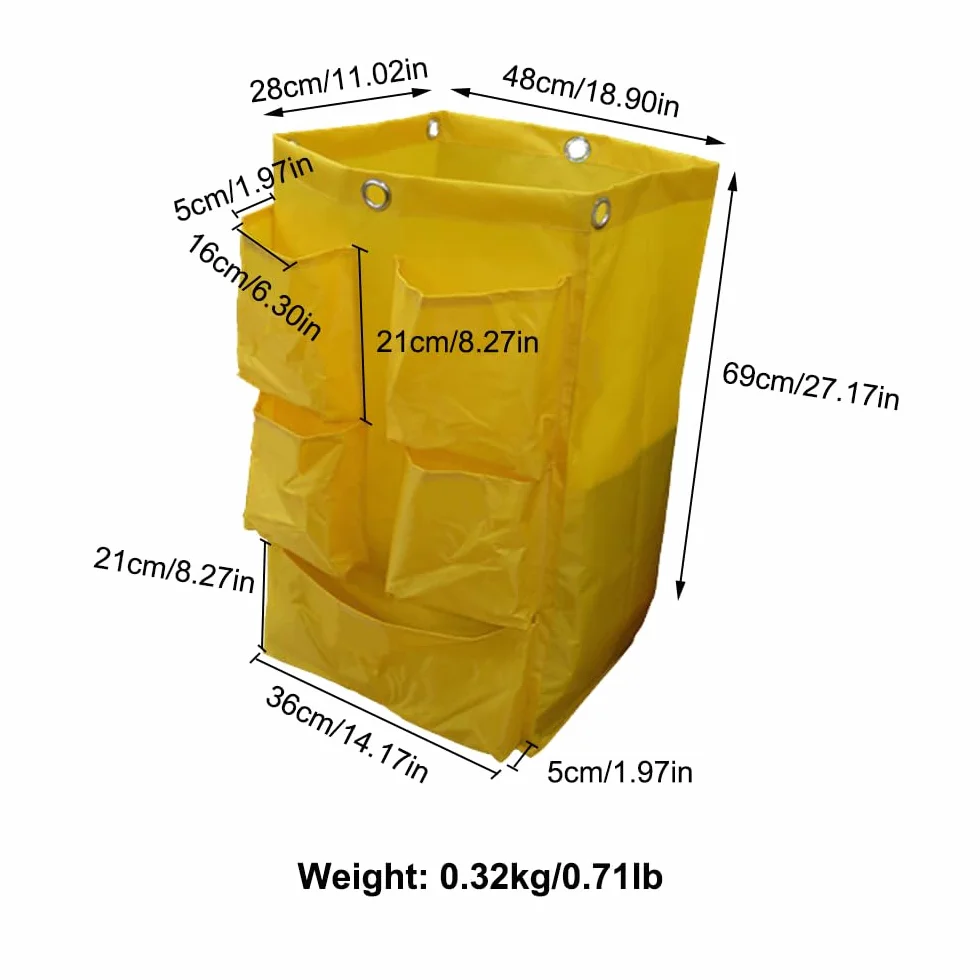 Borsa di ricambio per carrello di pulizie, grande capacità, per pulizia e pulizia delle pulizie, borsa per la pulizia del carrello e carrello per la pulizia