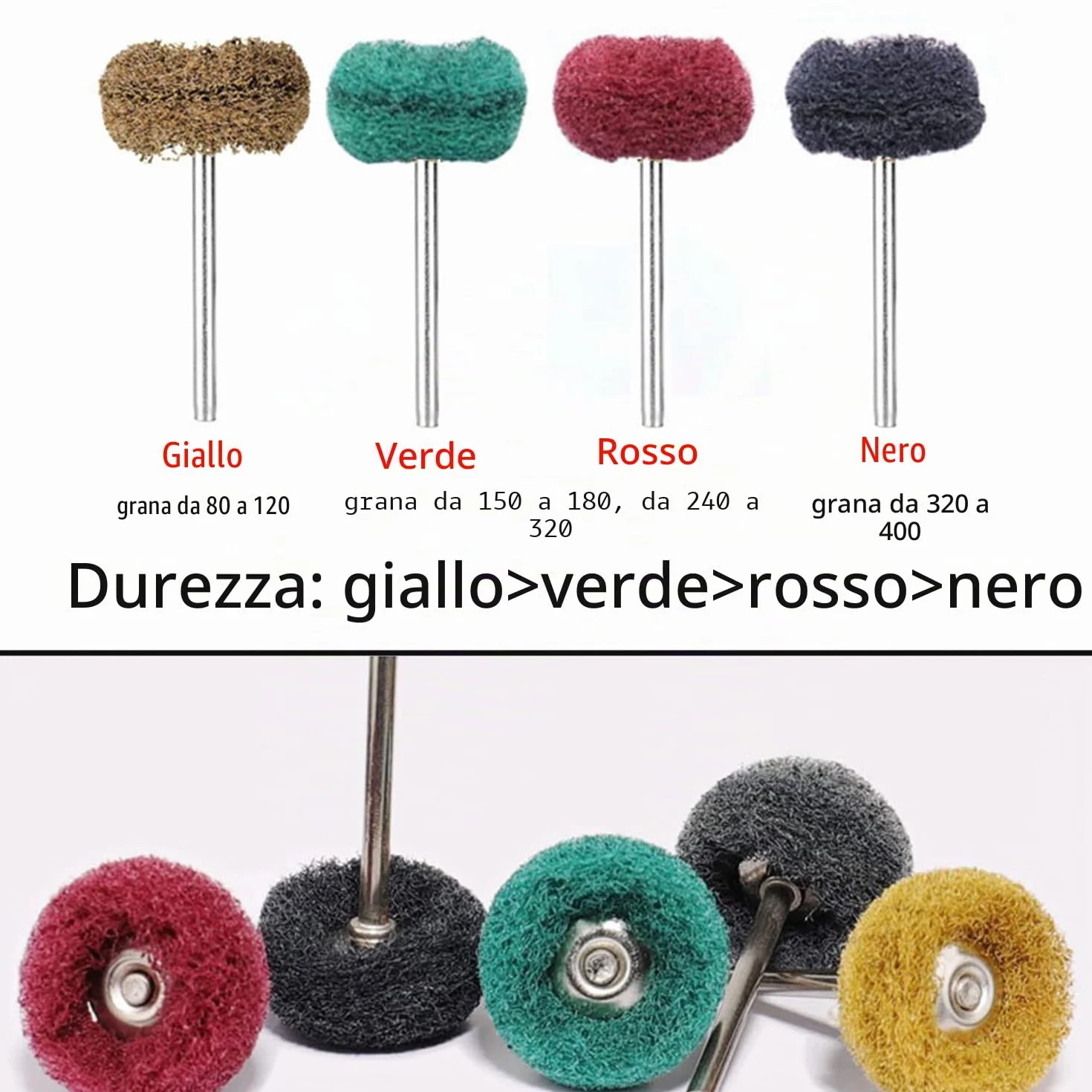 Set 80 ruote abrasive da 25 mm per lucidatura abrasiva utensili rotanti Dremel gambo 3 mm