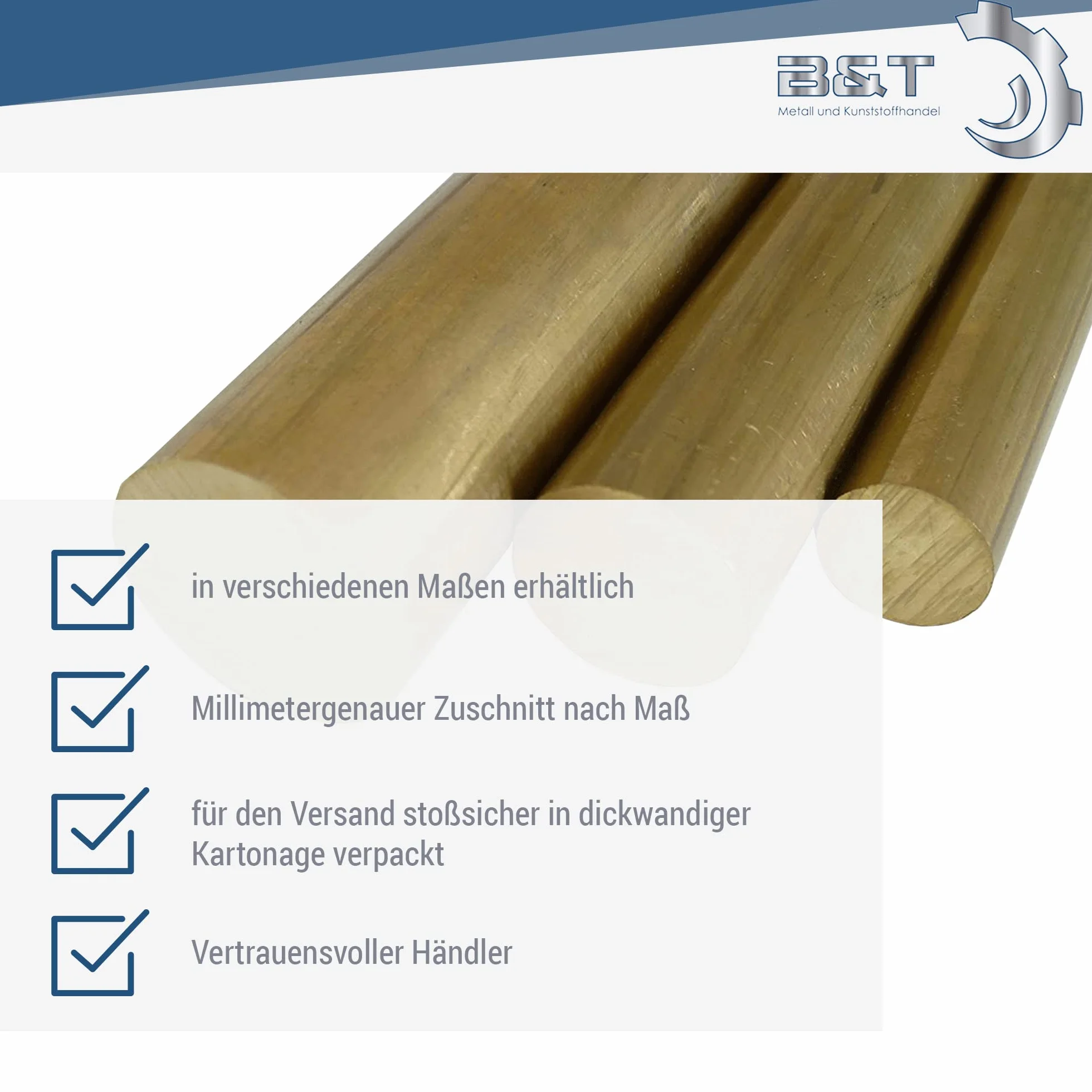 B&T Metall Barre rotonde in ottone, diametro 25,0 mm, lunghezza circa 15 cm (150 mm + 0/- 5 mm)