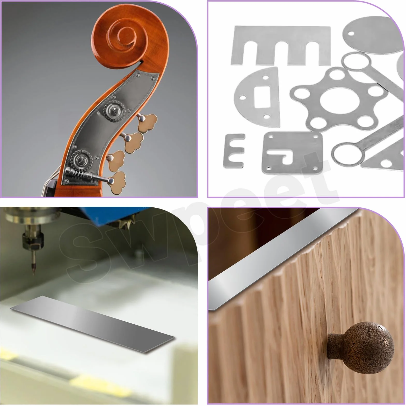 Swpeet Kit 10 spessori acciaio inossidabile 304 2,5 cm x 15,2 cm x 0,0 cm strisce metallo