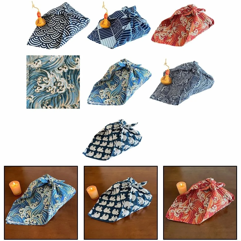Confezione da 7 panni quadrati in cotone giapponese Furoshiki, 30 x 30 cm, tradizionali per avvolgere fai da te, trapunte, patchwork, ecologici, riutilizzabili