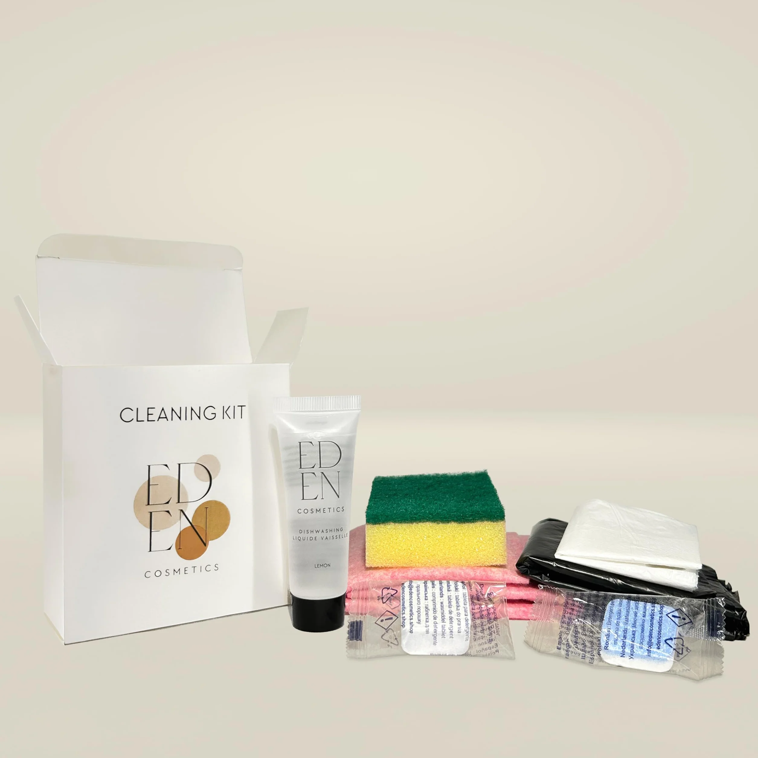 Kit di manutenzione e pulizia | Ideale per affitti Airbnb - Hotel | Set di 50 Kit completi e pronti all'impiego | Prodotto Home
